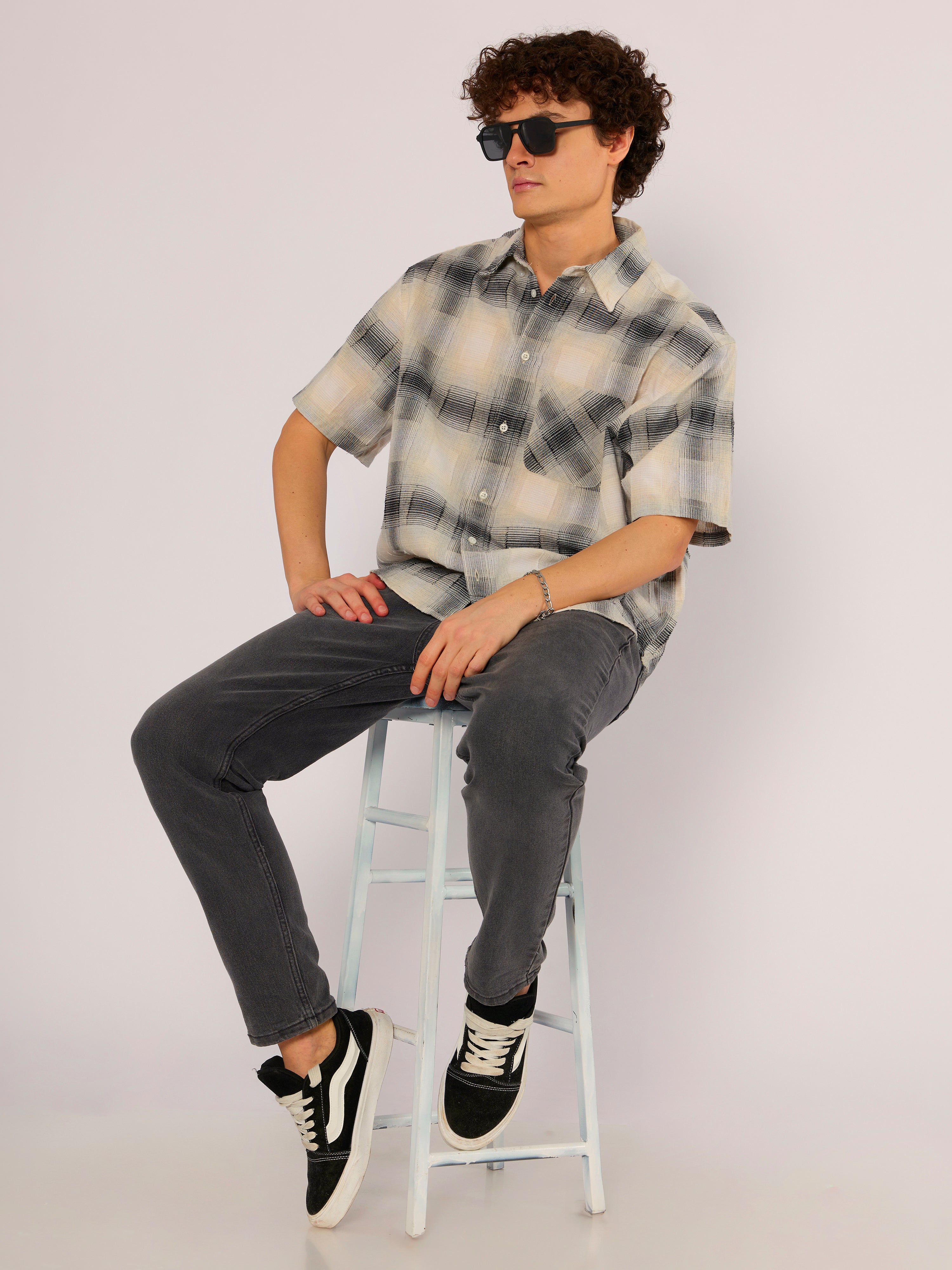 Orvar - Classic Fit Half Sleeve Shirt - Dark Grey