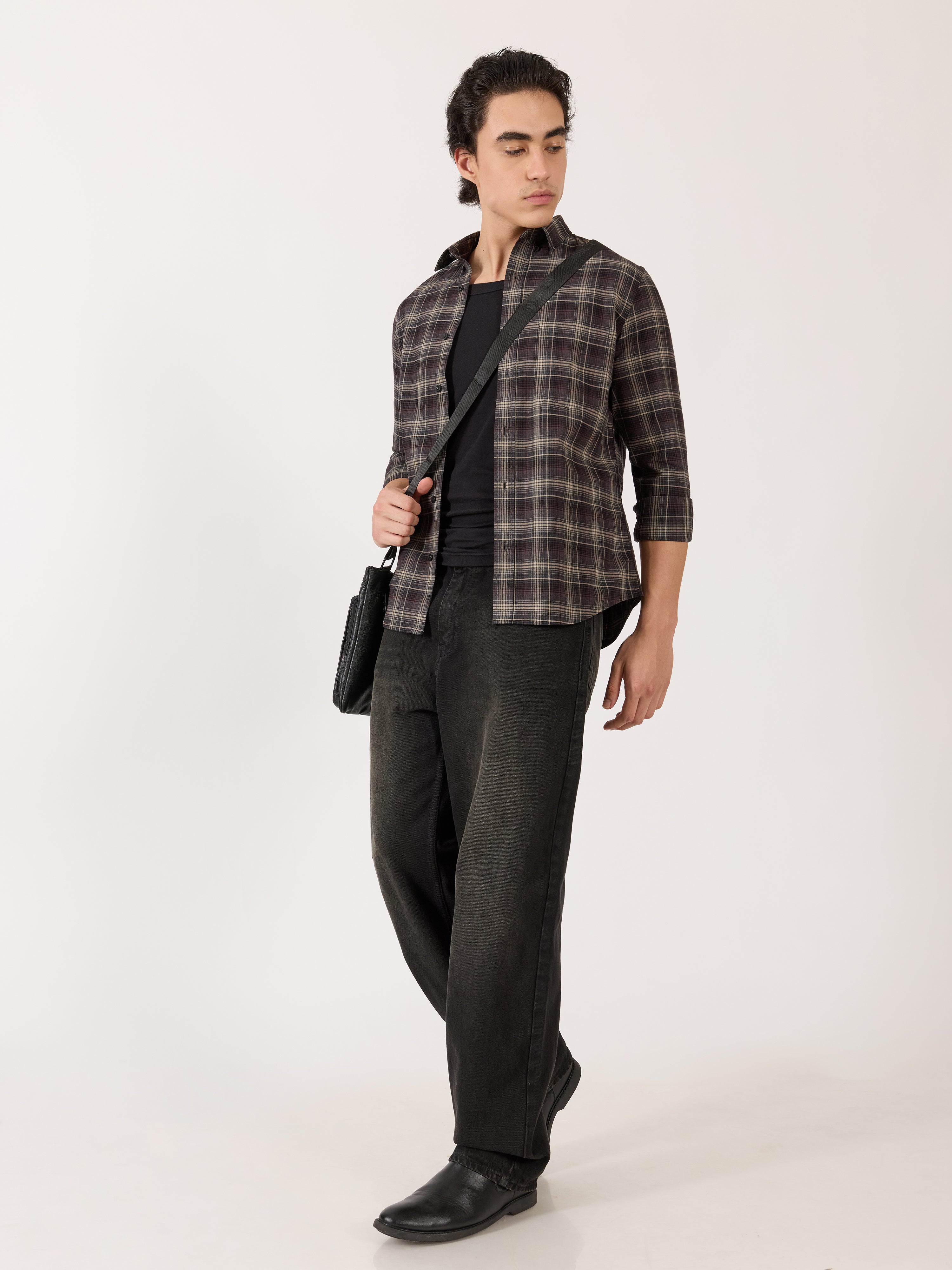 Katasha - Turkish Fit Checked Shirt - Maroon