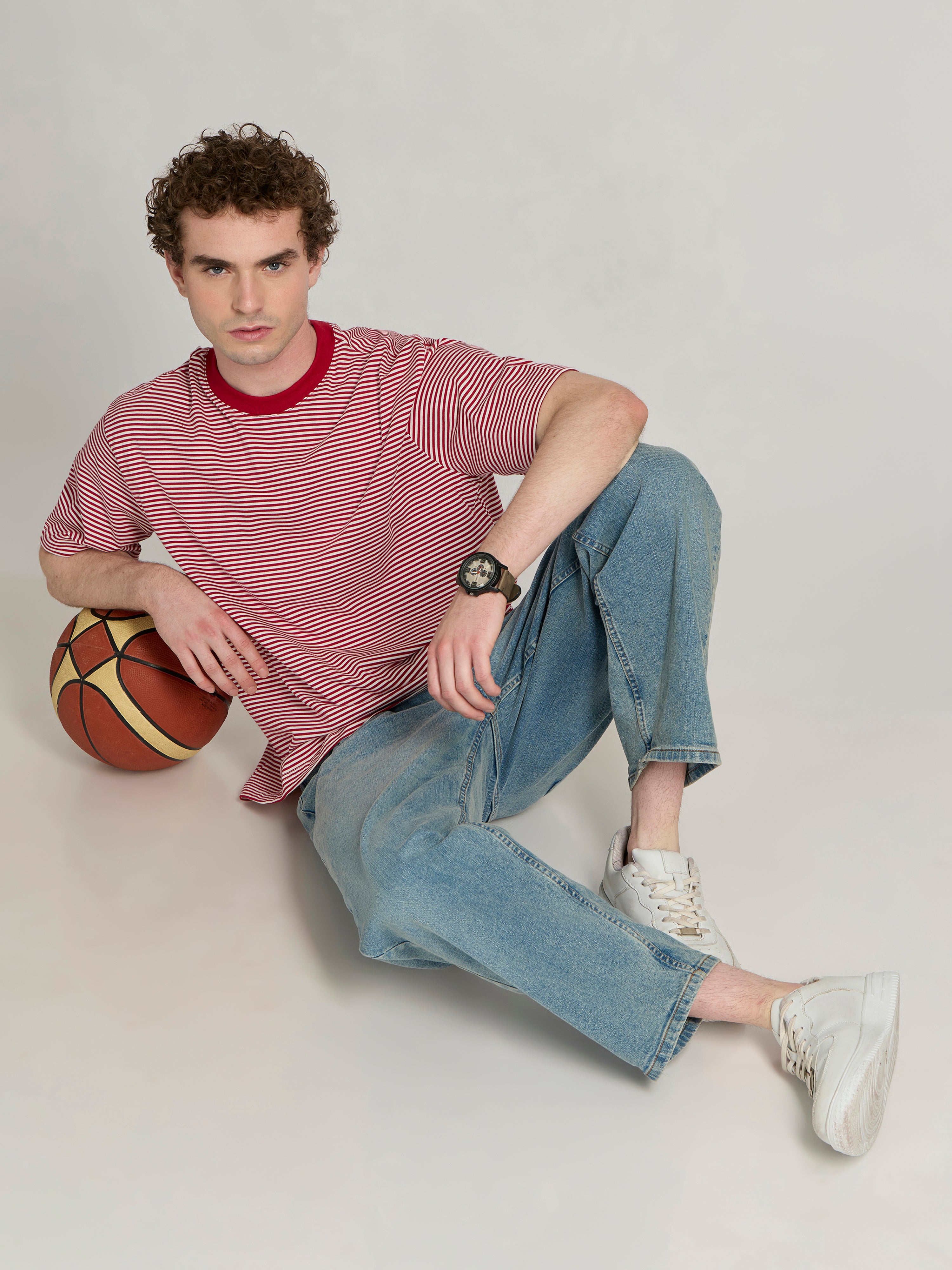 Ionathan - Striped Crew T-Shirt - Pink