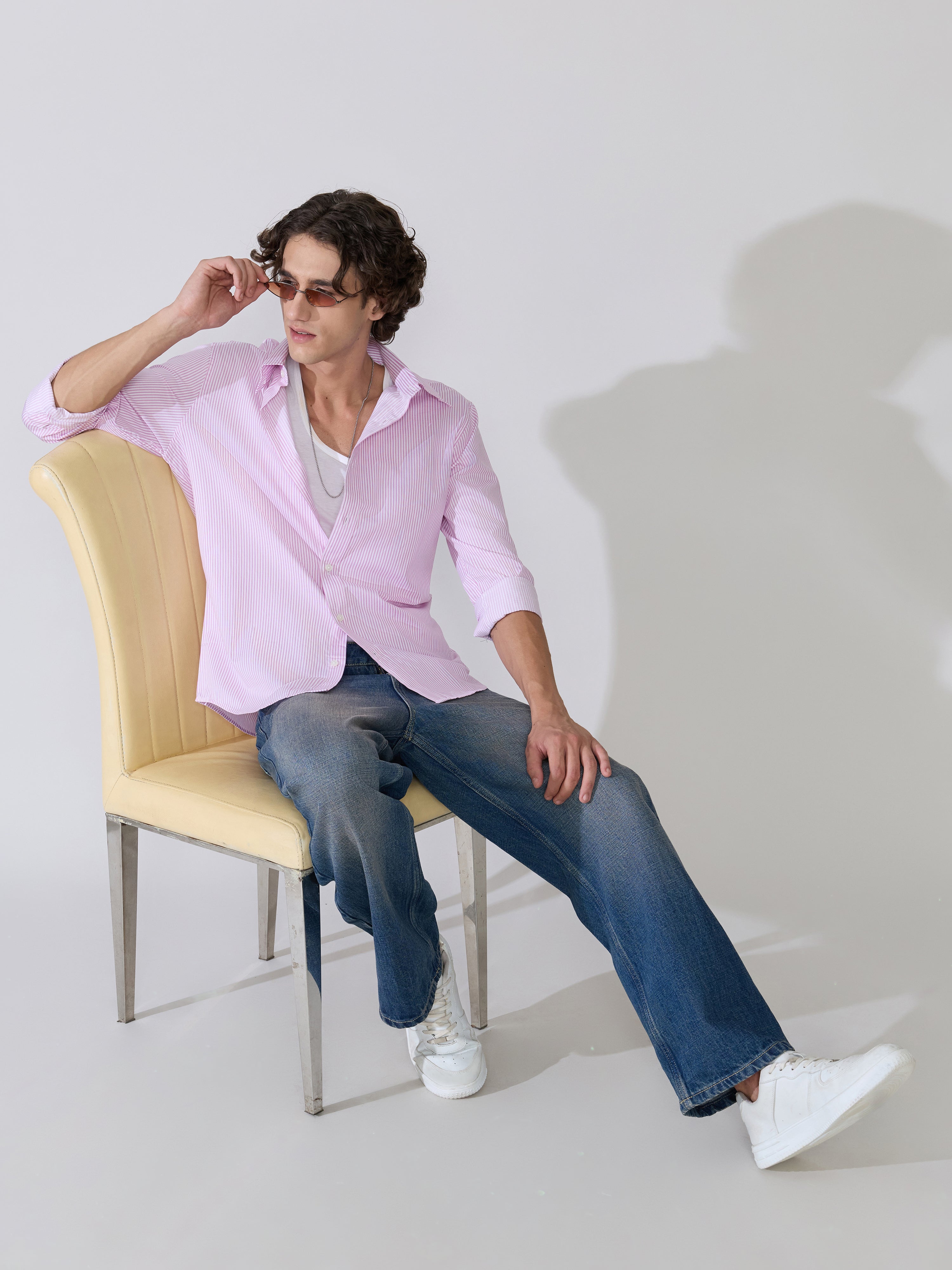 Erzela - Smart Fit Striped Shirt - Light Pink