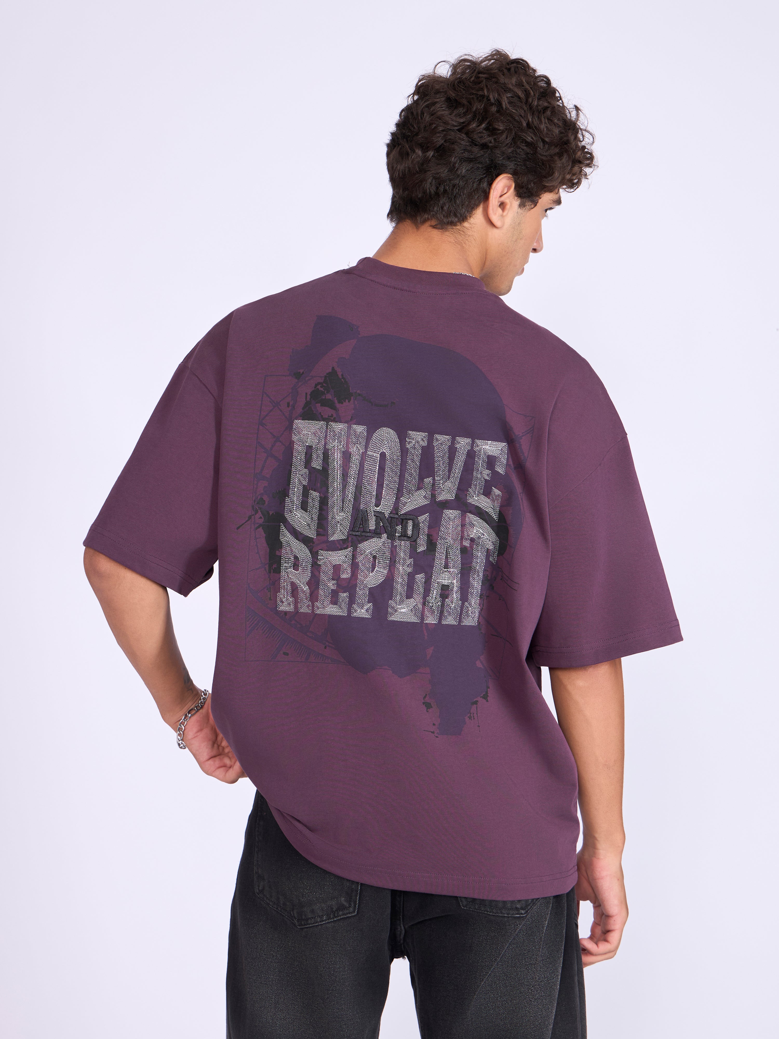 Evolution - Baggy Printed T-Shirt - Midnight Plum