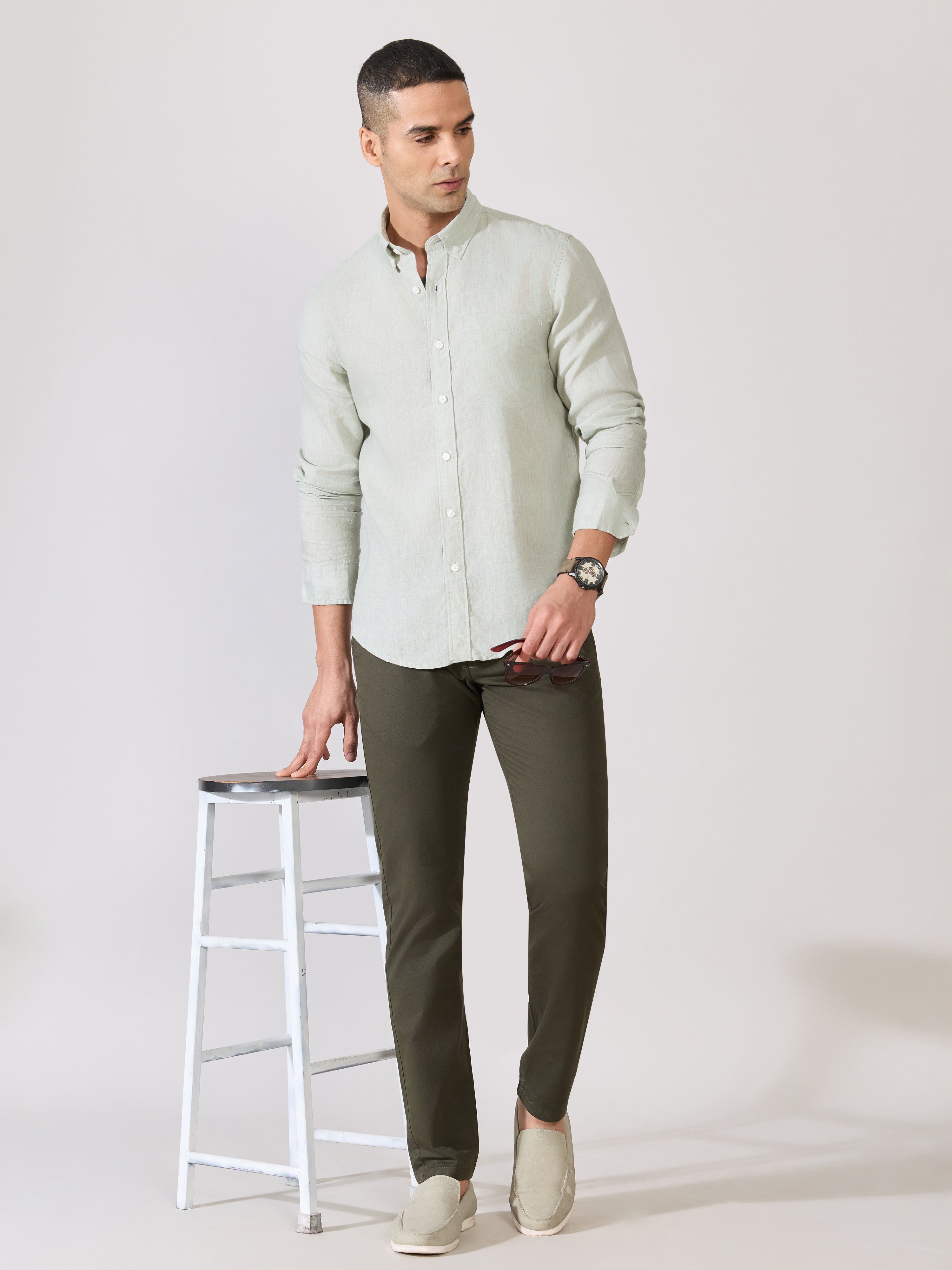 Erta - Relaxed Linen Shirt - Seafoam Green