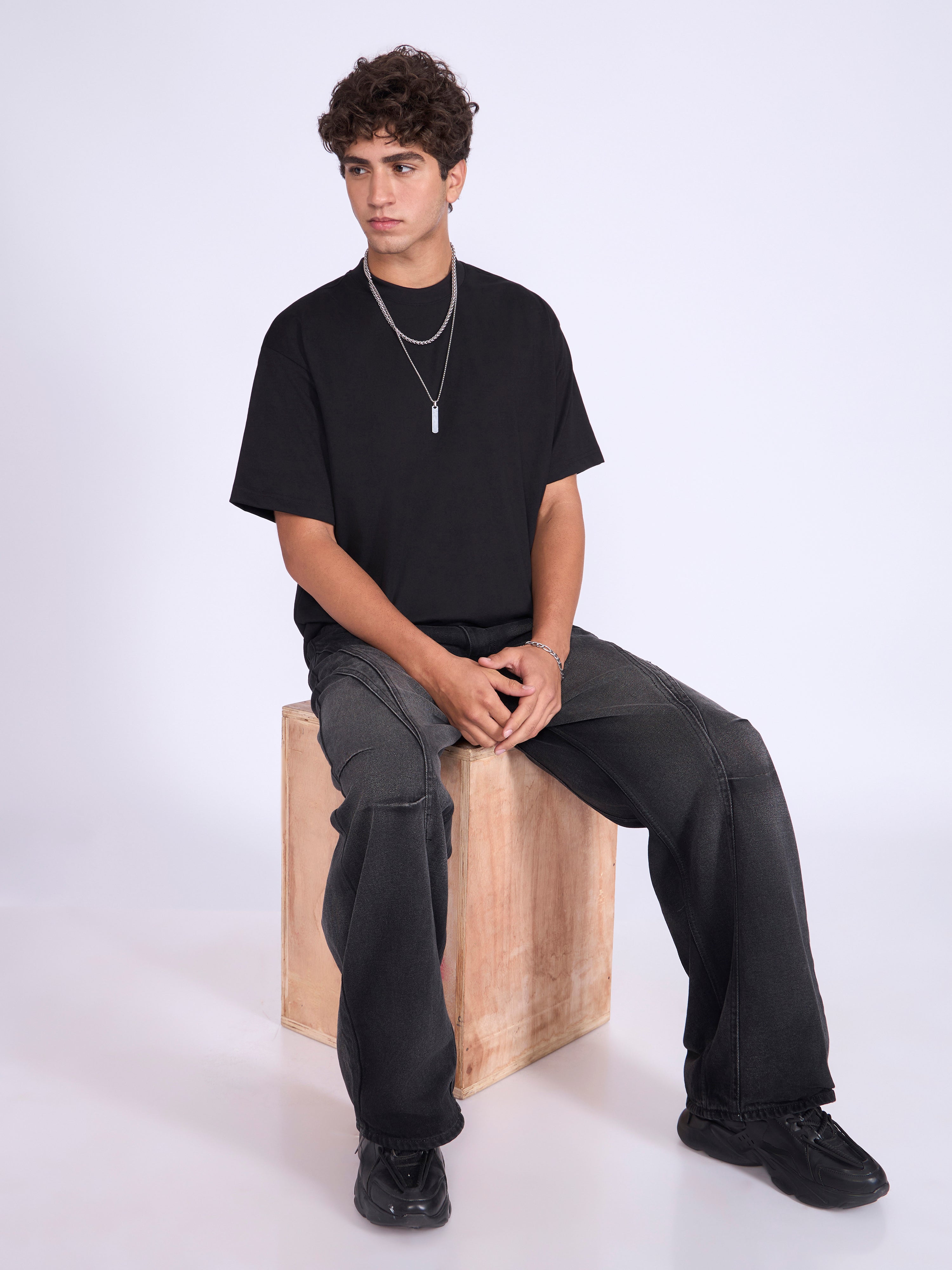 Ever - Baggy Plain T-Shirt - Black