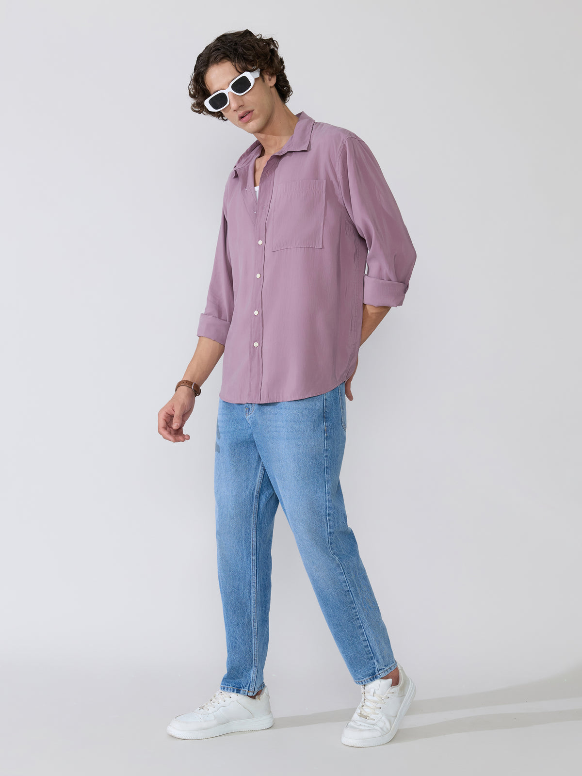 Auzo - Regular Plain Shirt - Grape