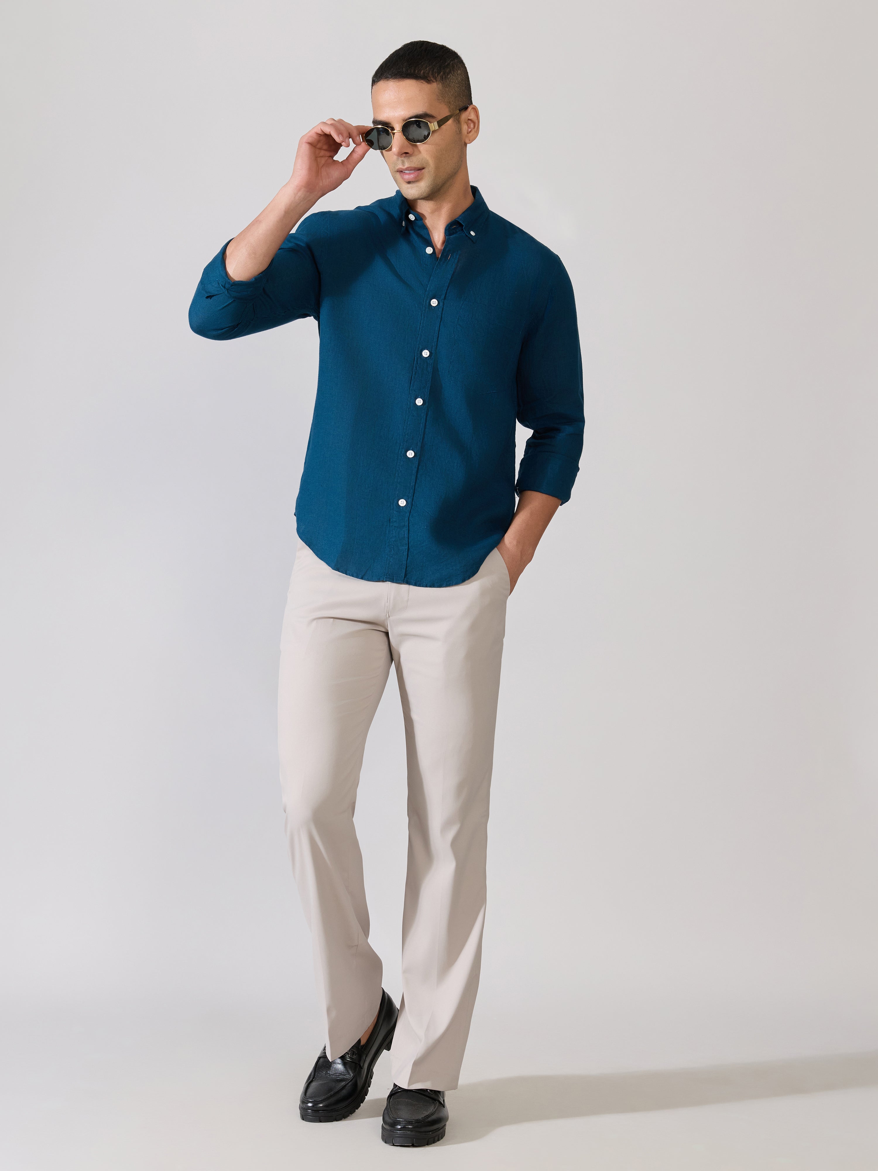 Erta - Relaxed Linen Shirt - Teal