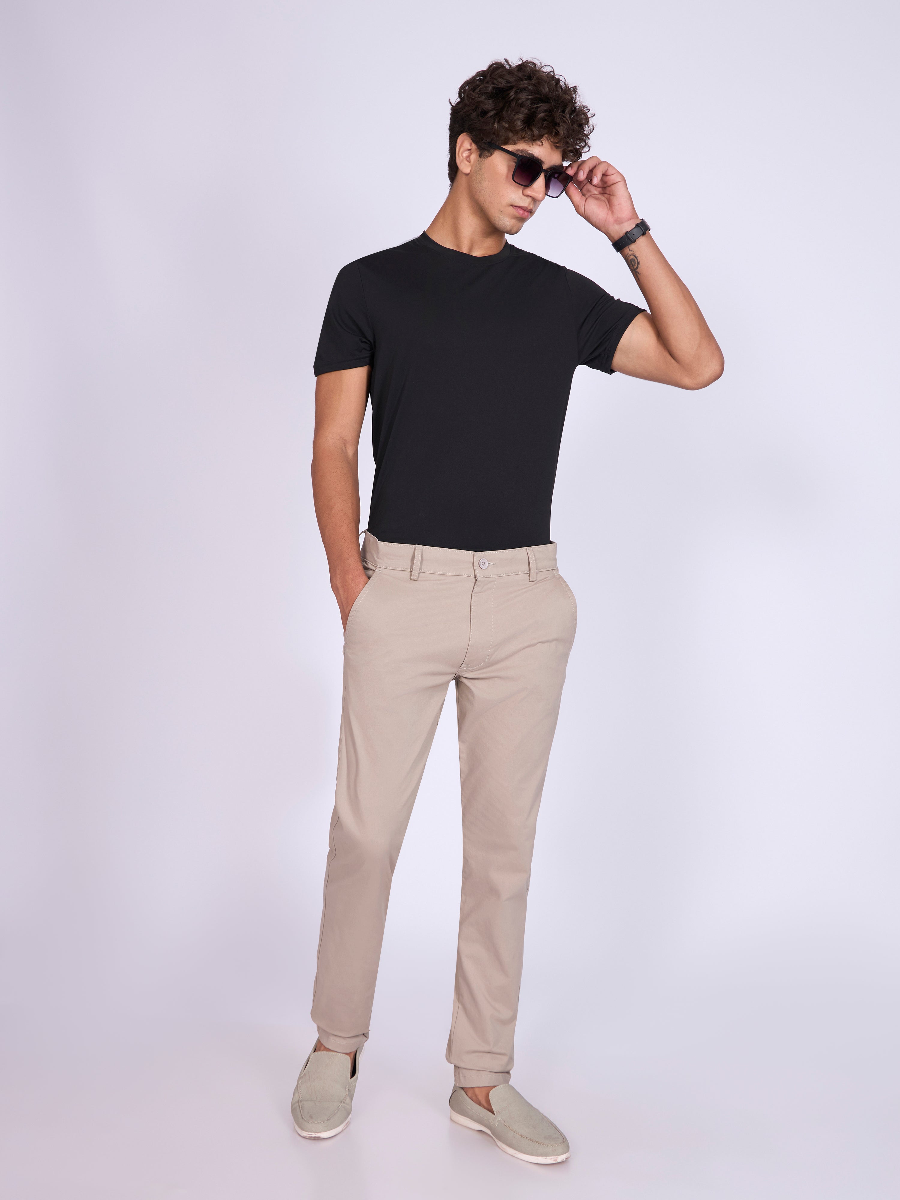 Existence - Skinny Fit Cotton Pant - Sand