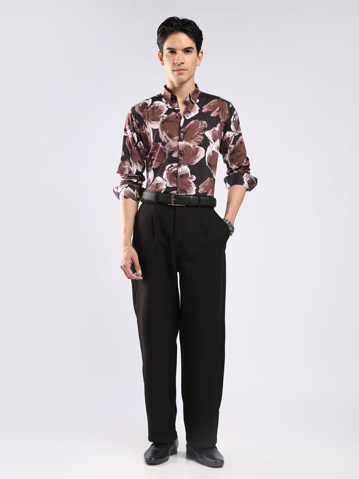 Auvomo - Digital Printed Shirt - Chocolate Brown