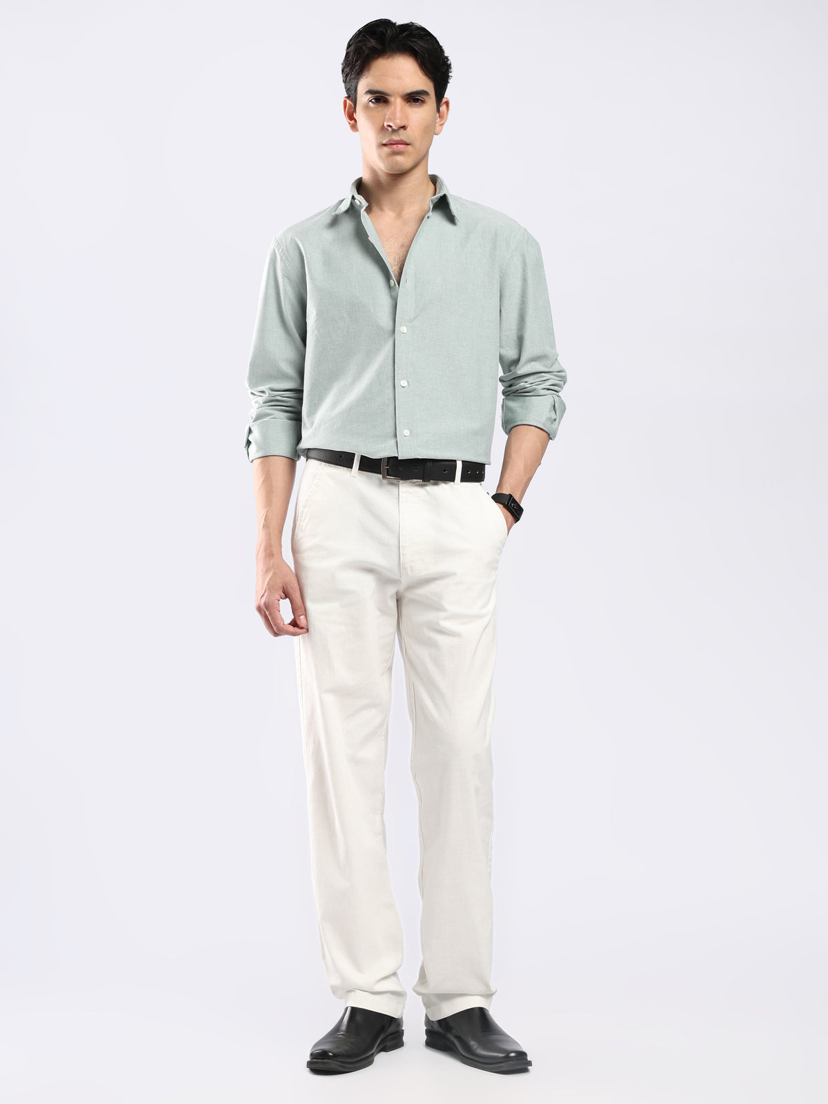 Cove - Relaxed Fit Yarn Dyed Oxford Shirt - Light Green