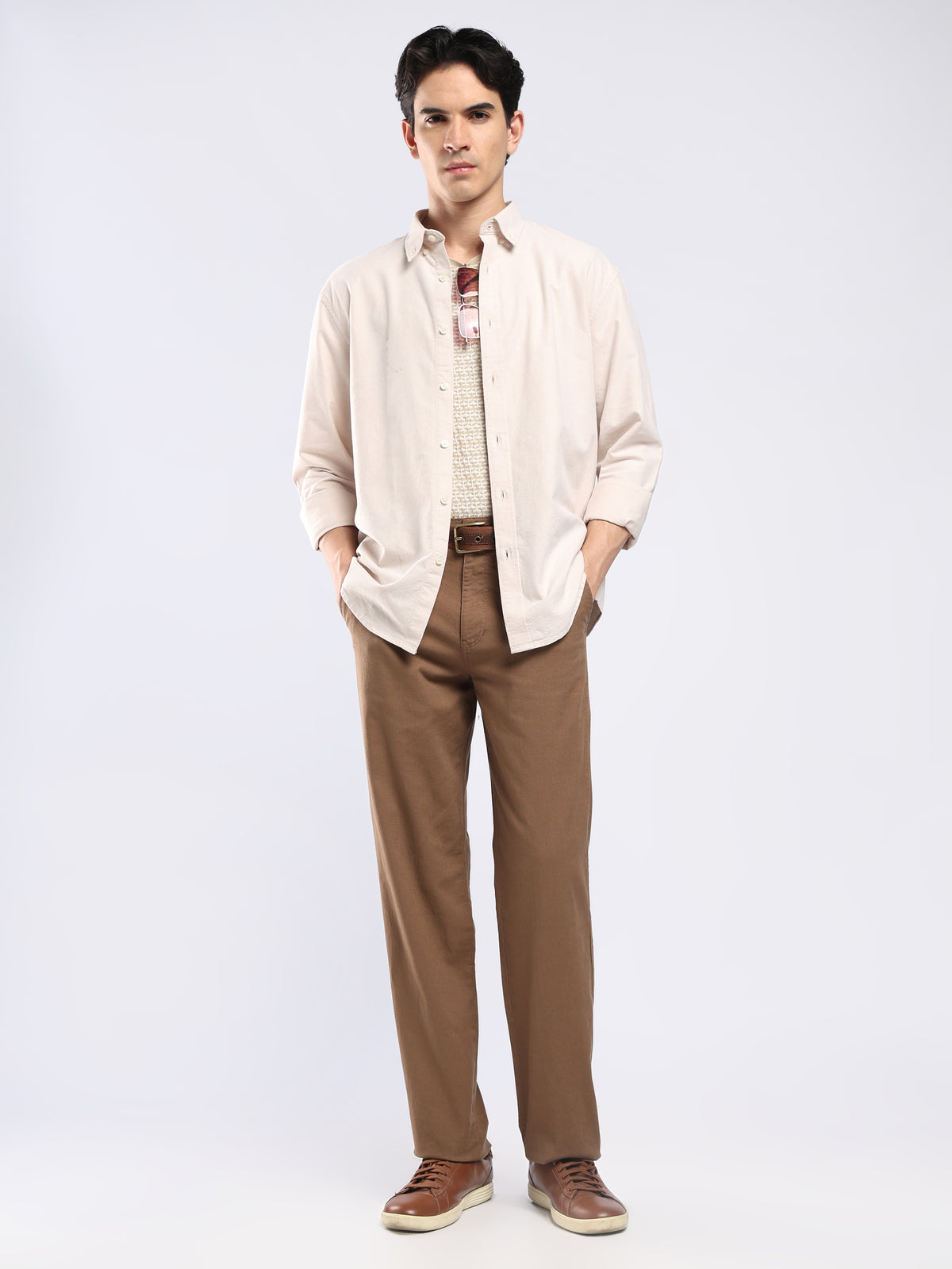 Cove - Relaxed Fit Yarn Dyed Oxford Shirt - Beige
