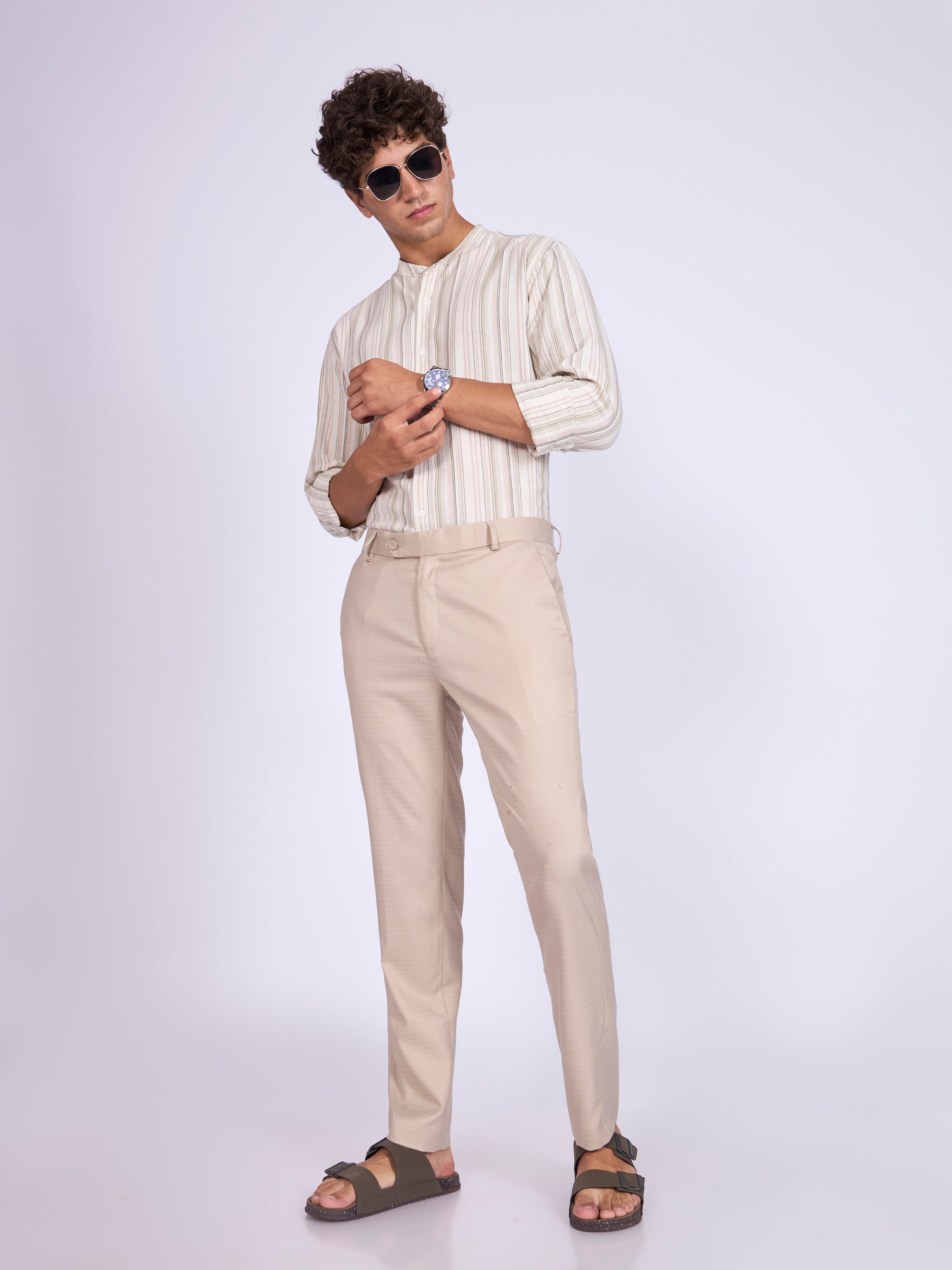 Valentin - Skinny Fit Formal Pant - Cream