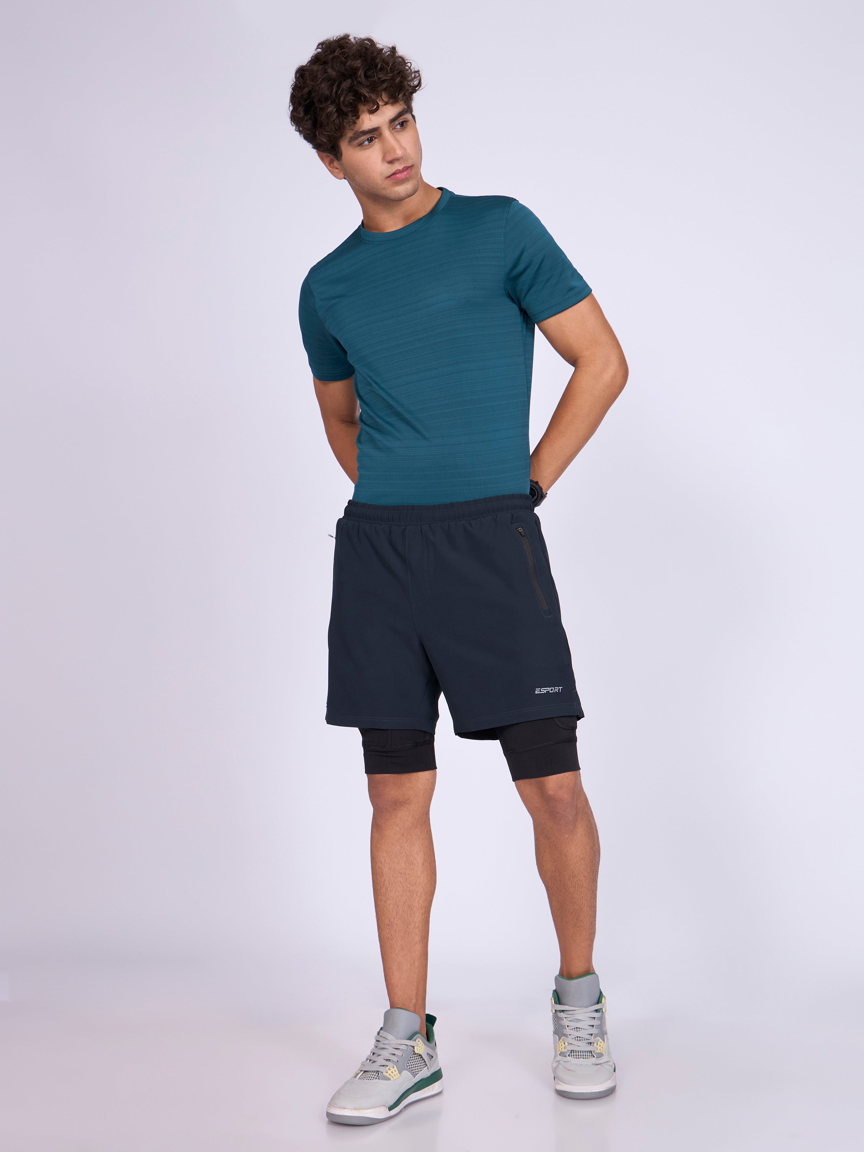 Jessamy - 2-in-1 Gym Shorts with Phone Pocket - Navy