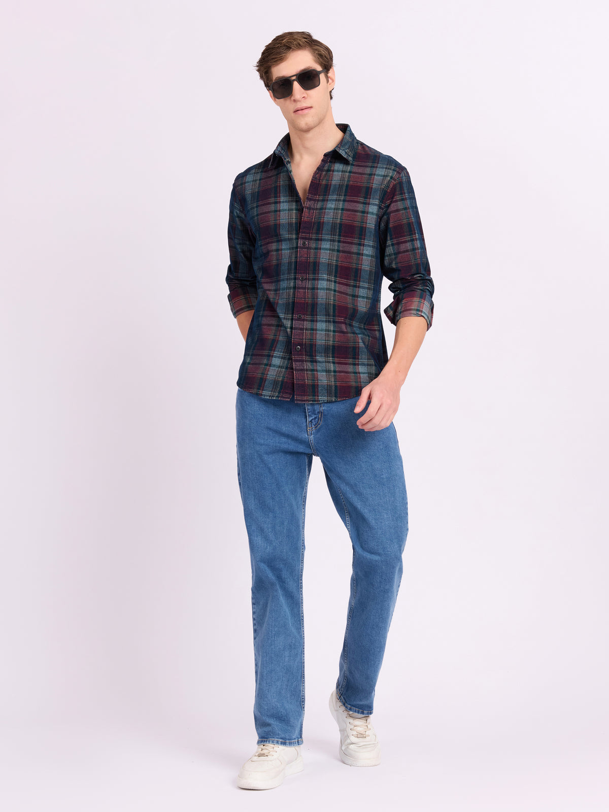 Ermiva - Relaxed Corduroy Shirt - Teal Blue