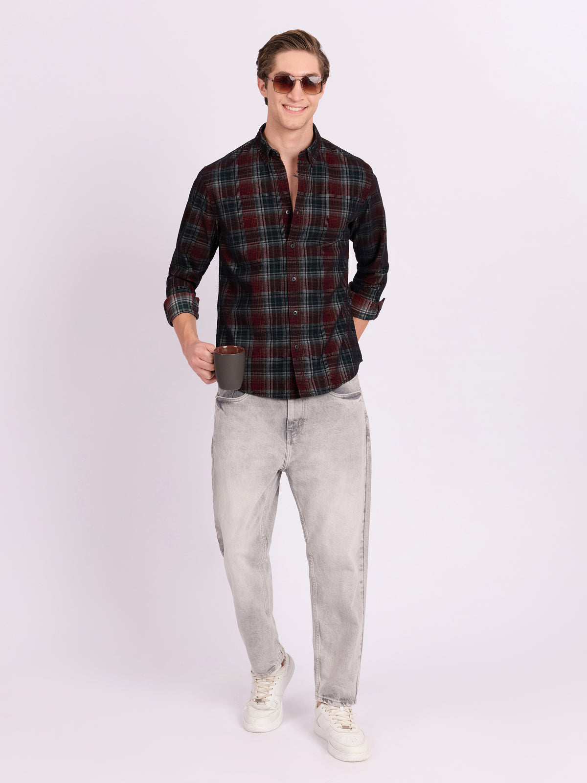 Ermiva - Relaxed Corduroy Shirt - Dark Red