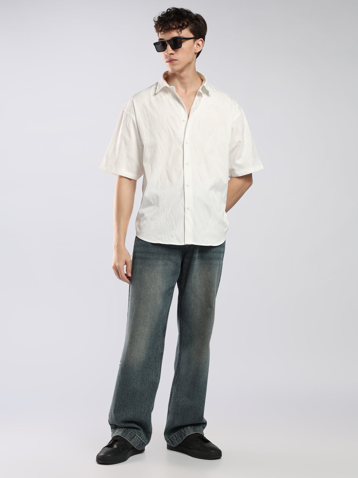 Bopha - Embroidery Half Sleeve Shirt - Off White