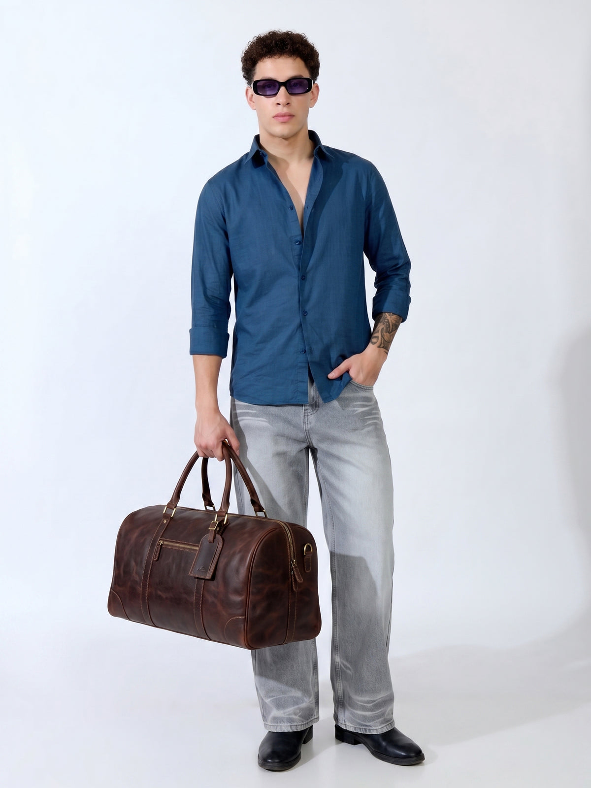 Farana - Navy Blue Dobby Shirt