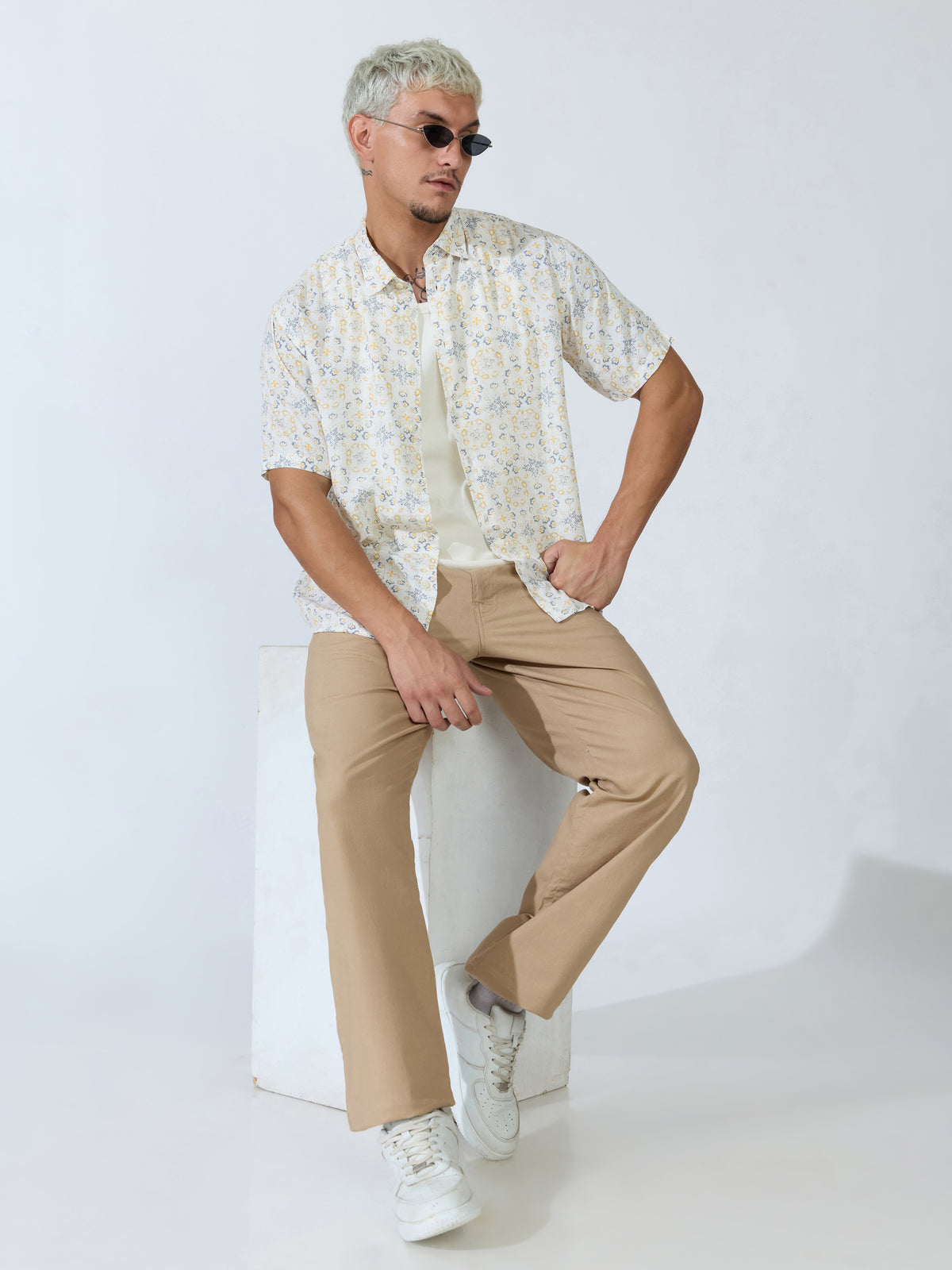 Koralo - Digital Printed Half Sleeve Shirt - Yellow