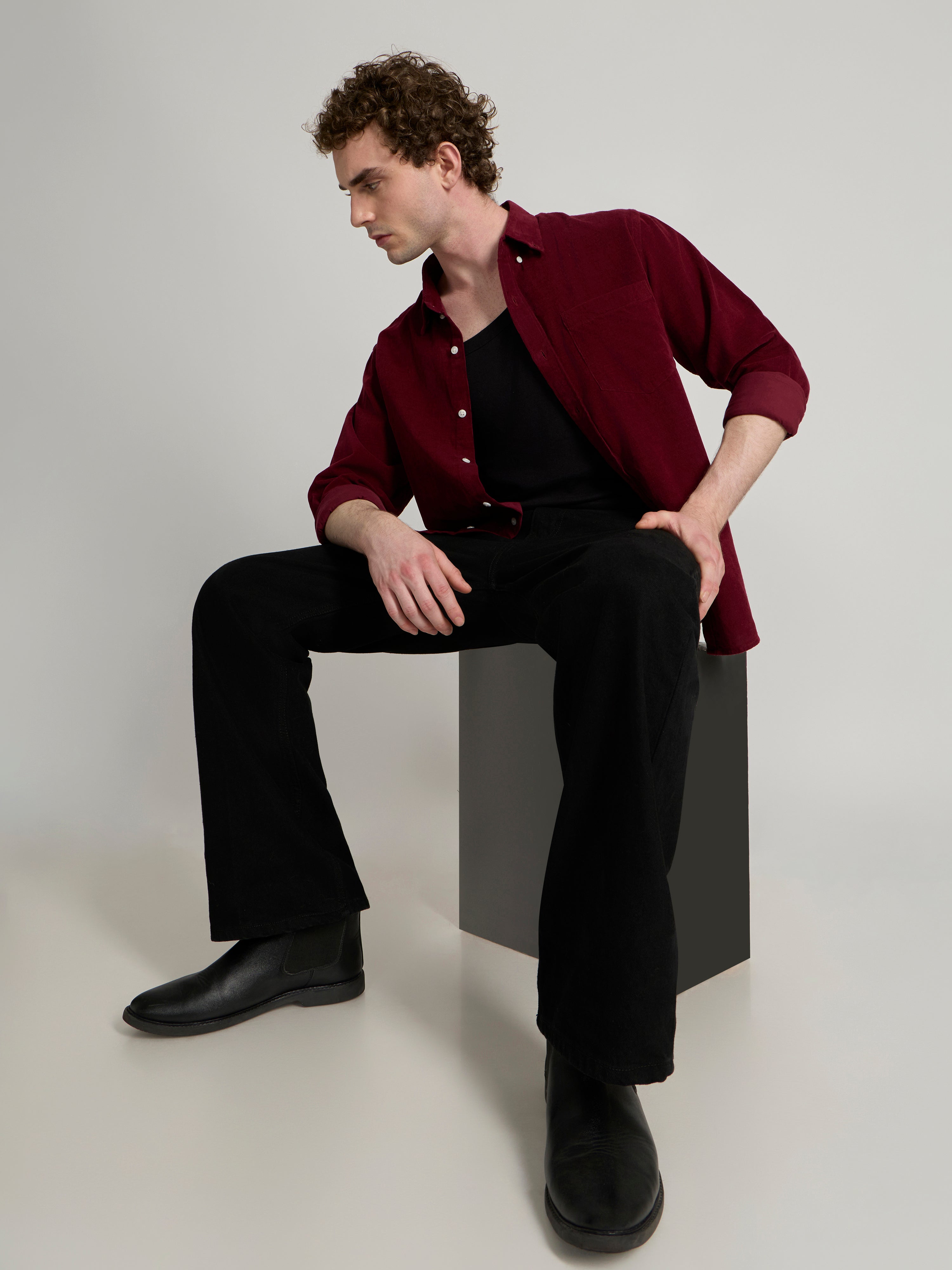 Zorin - Relaxed Corduroy Shirt - Maroon