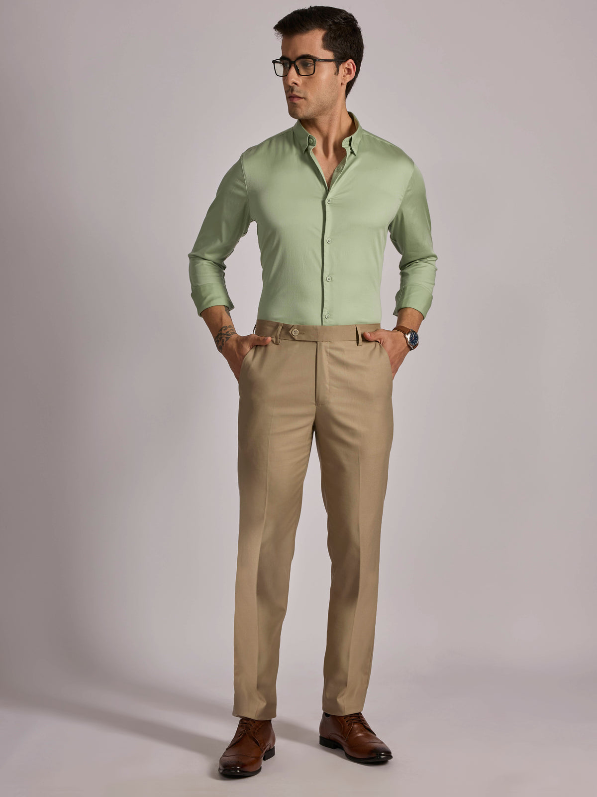 Yoyona - Turkish Fit Satin Shirt - Metalic Green