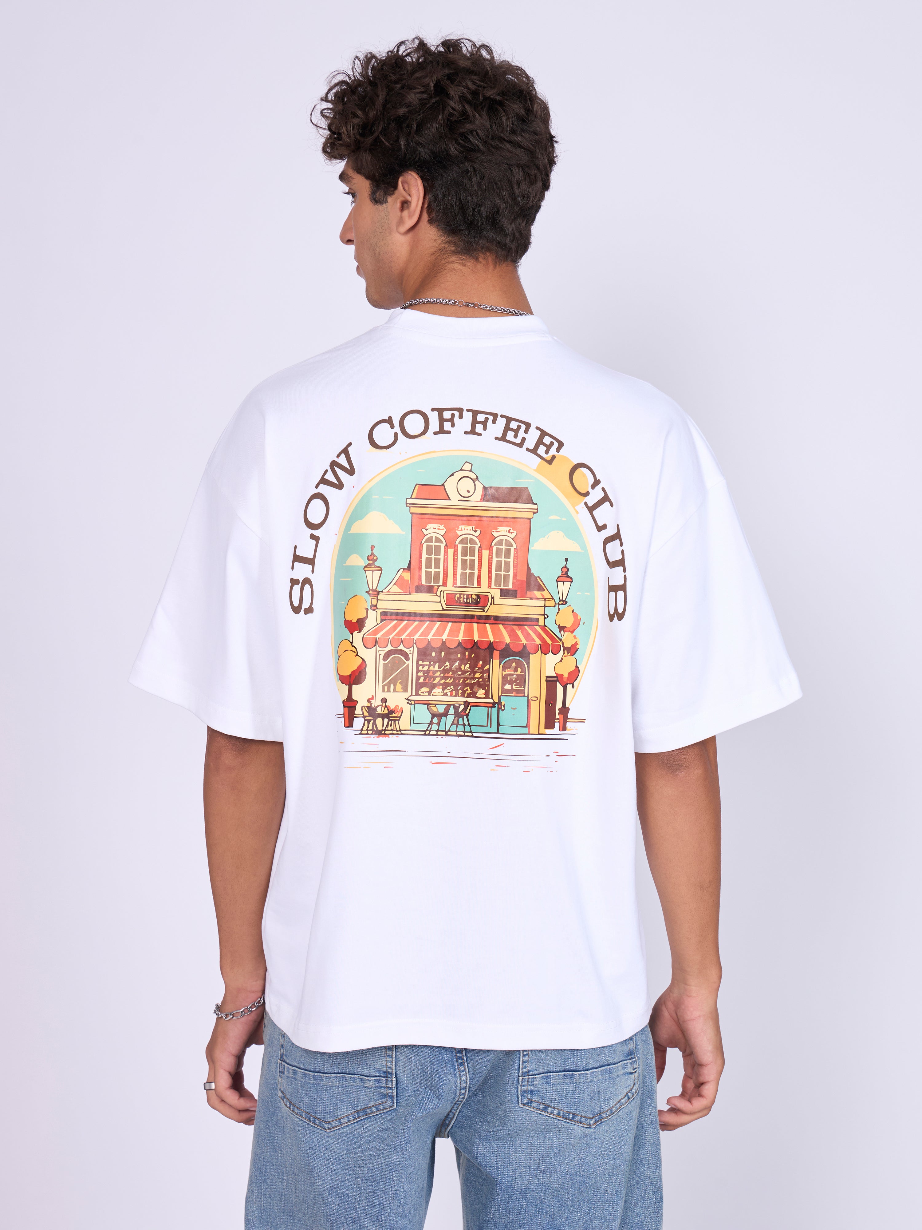 Everston - Brow Brew Printed Baggy T-Shirt - White