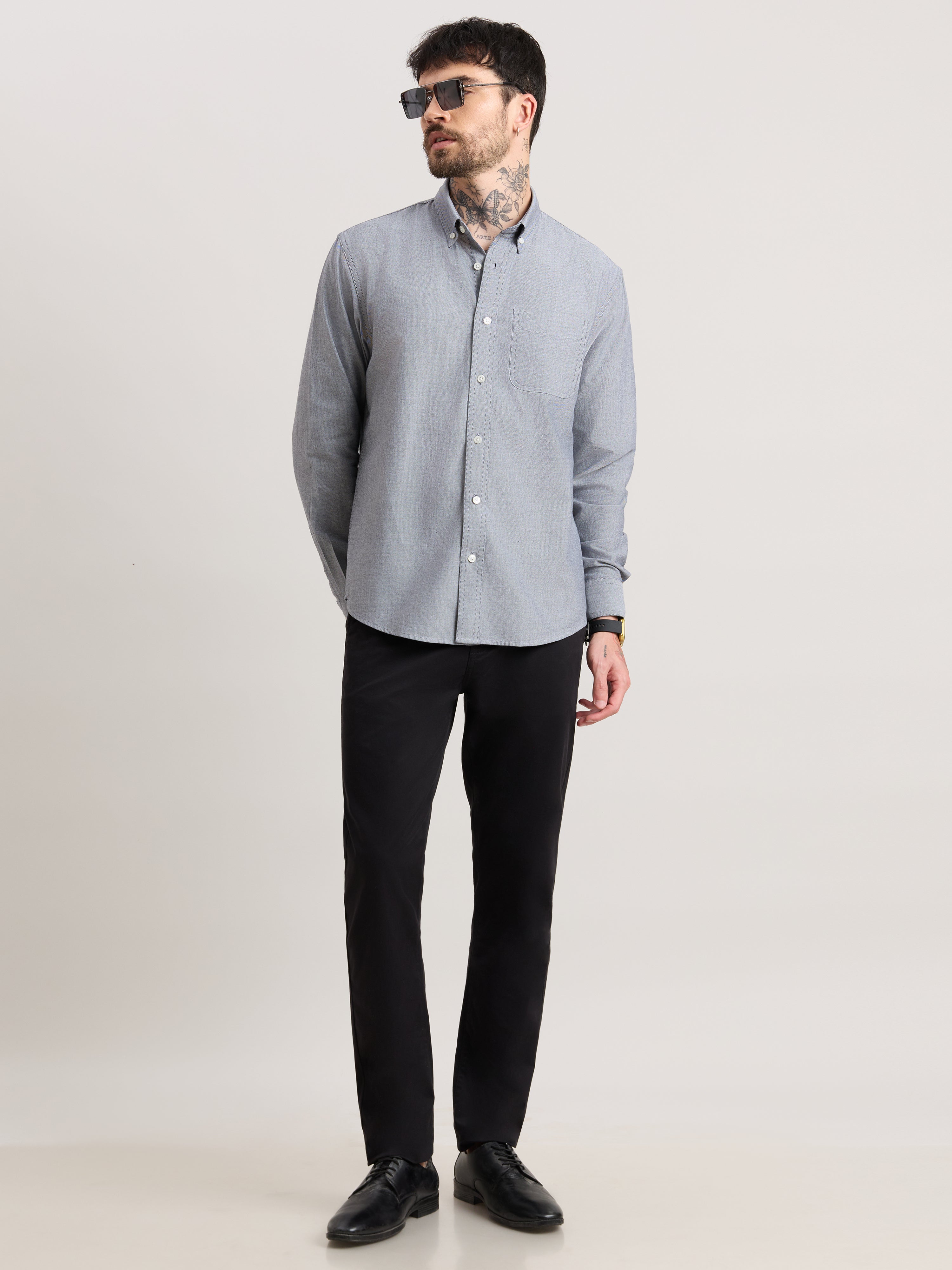 Zena - Relaxed Fit Oxford Shirt - Dark Grey