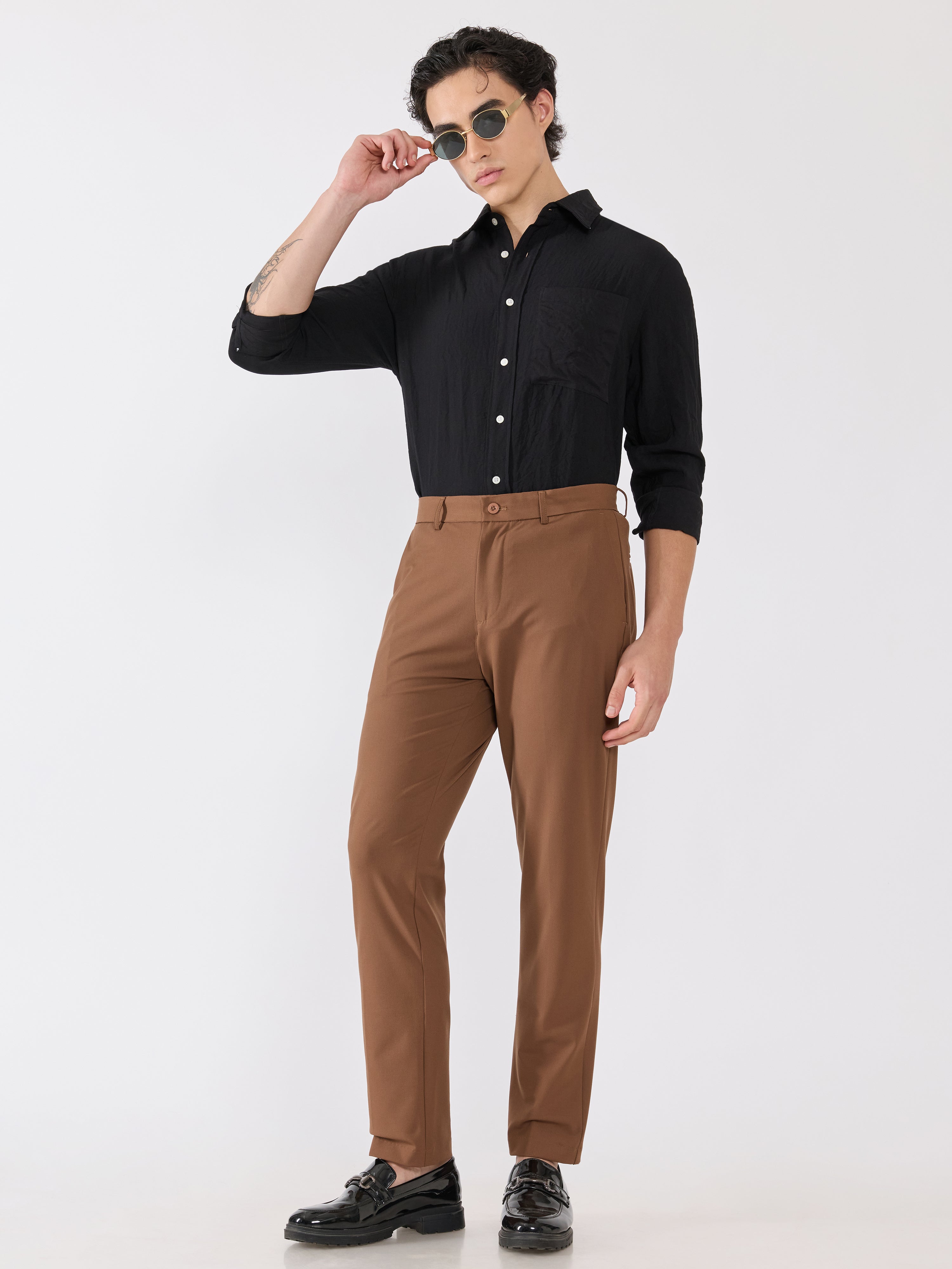 Alista - Slim Fit Formal Pant - Brown