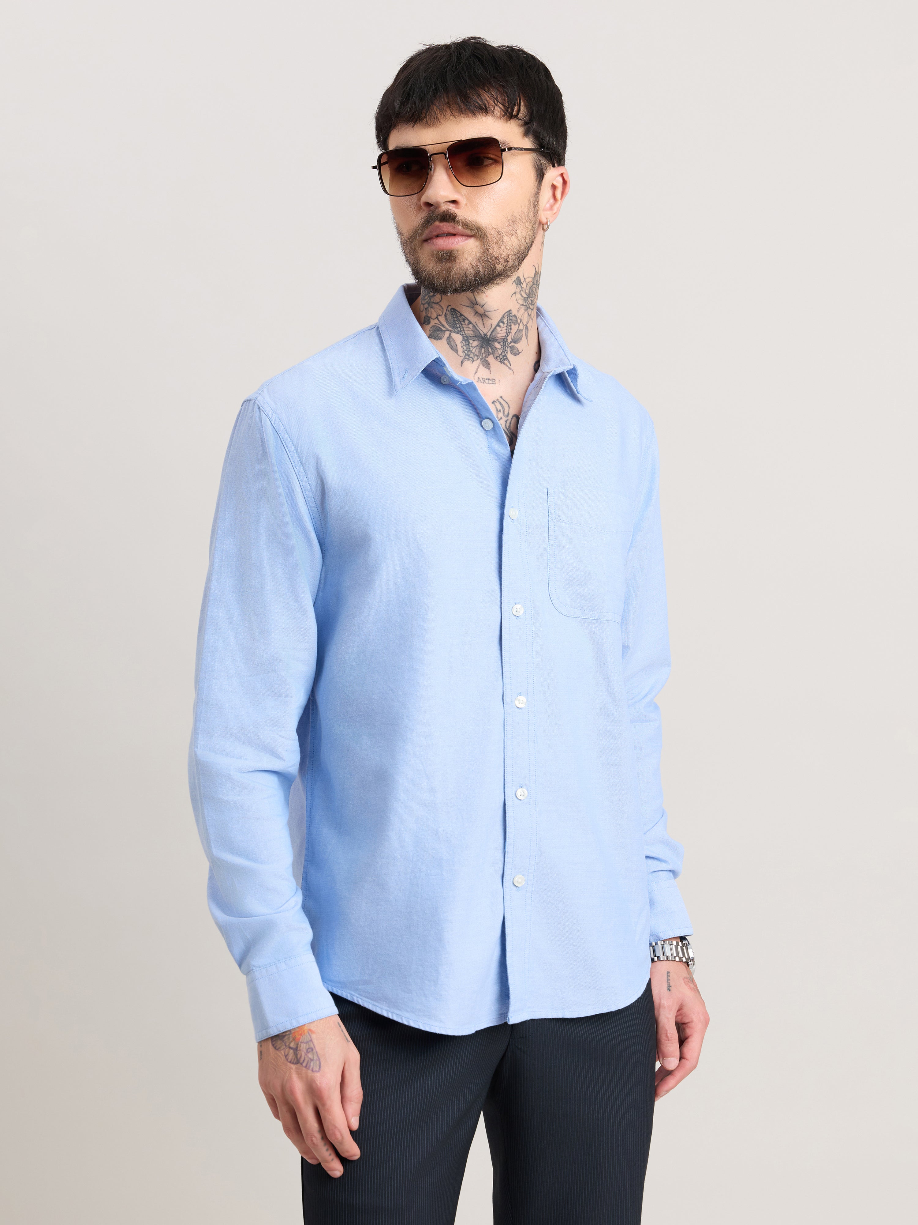 Zena - Relaxed Fit Oxford Shirt - Cendre Blue
