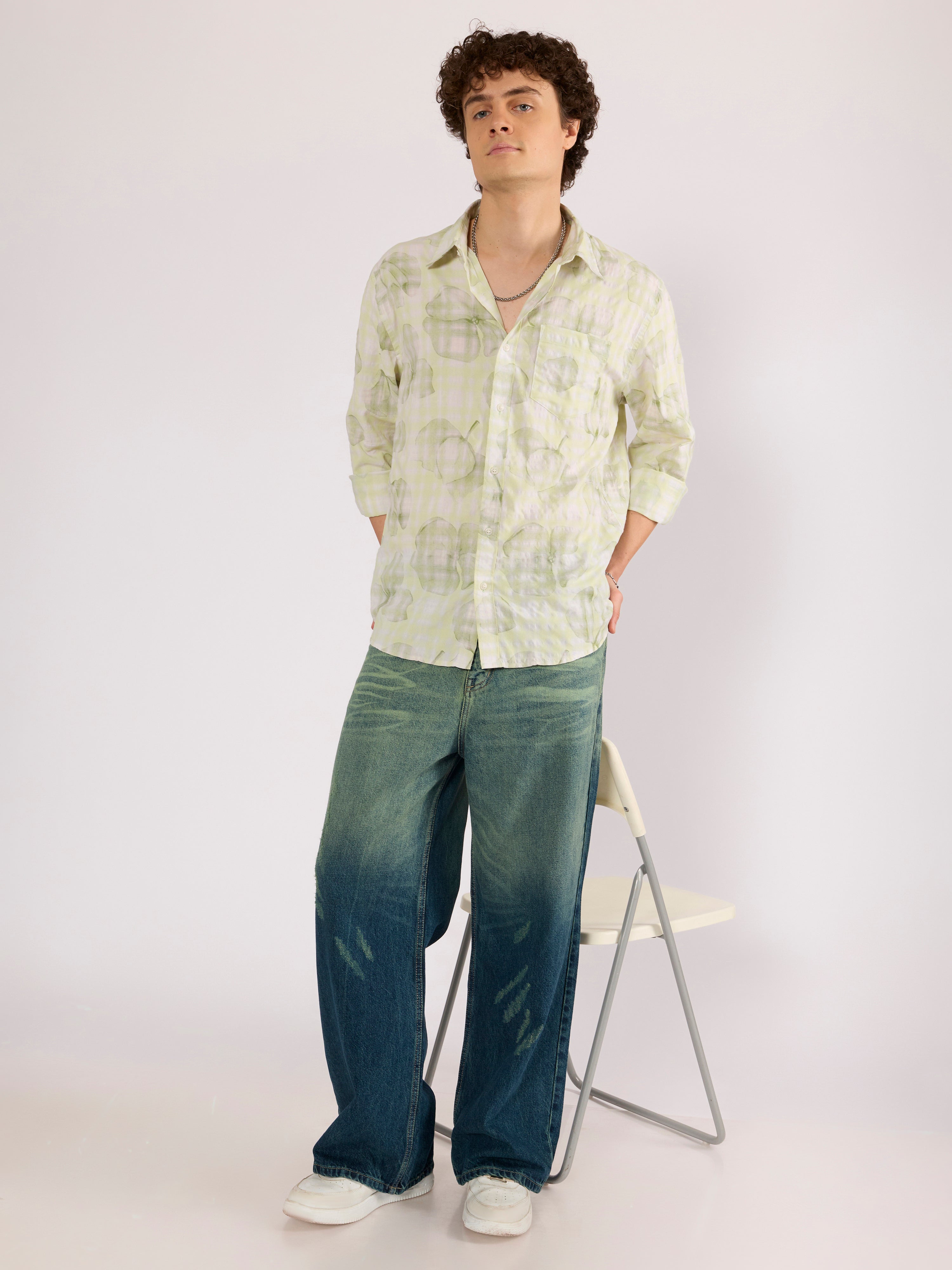 Neo - Baggy Torn Jeans - Blue Shade