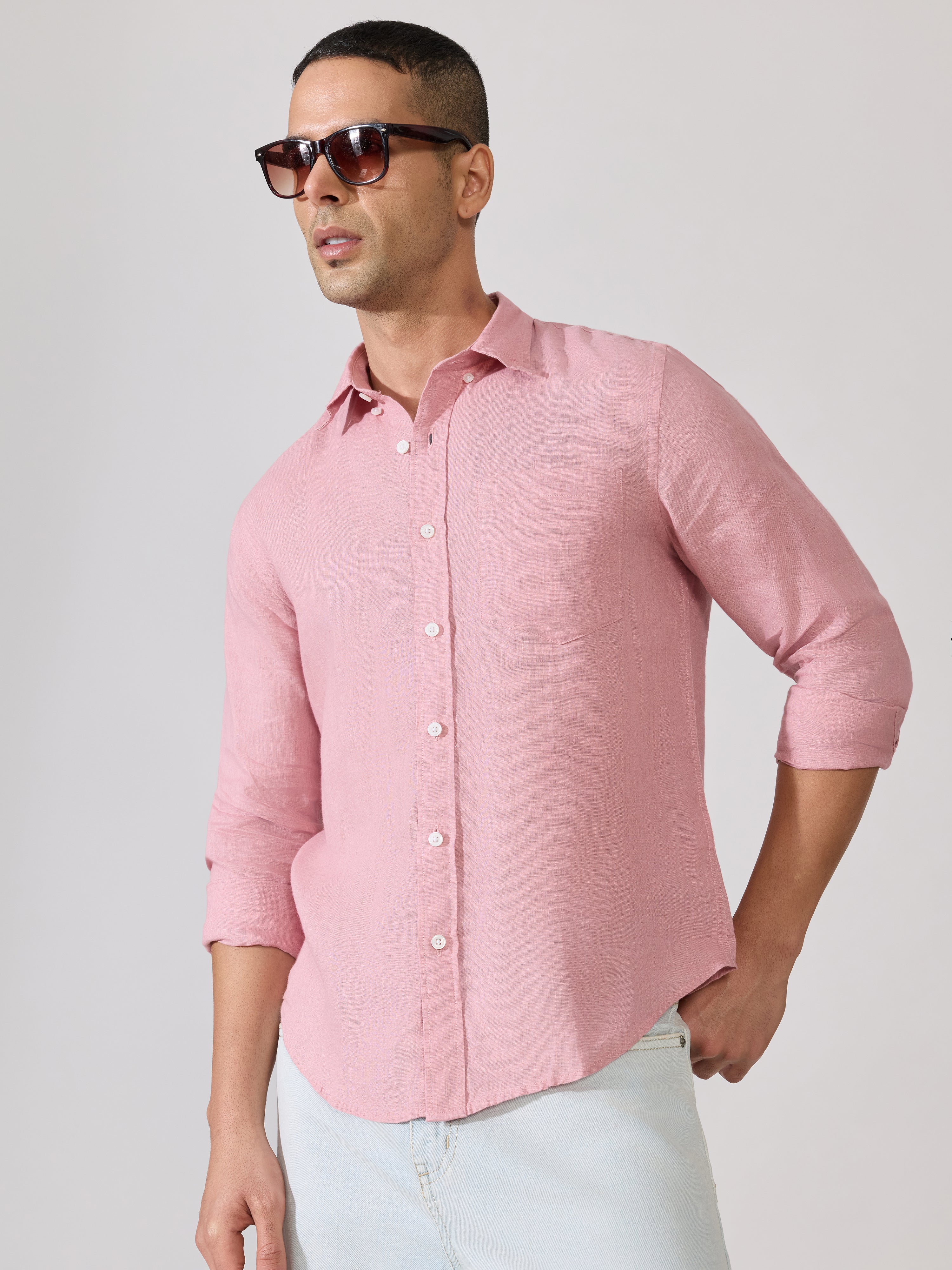 Erta - Relaxed Linen Shirt - Sachest Pink
