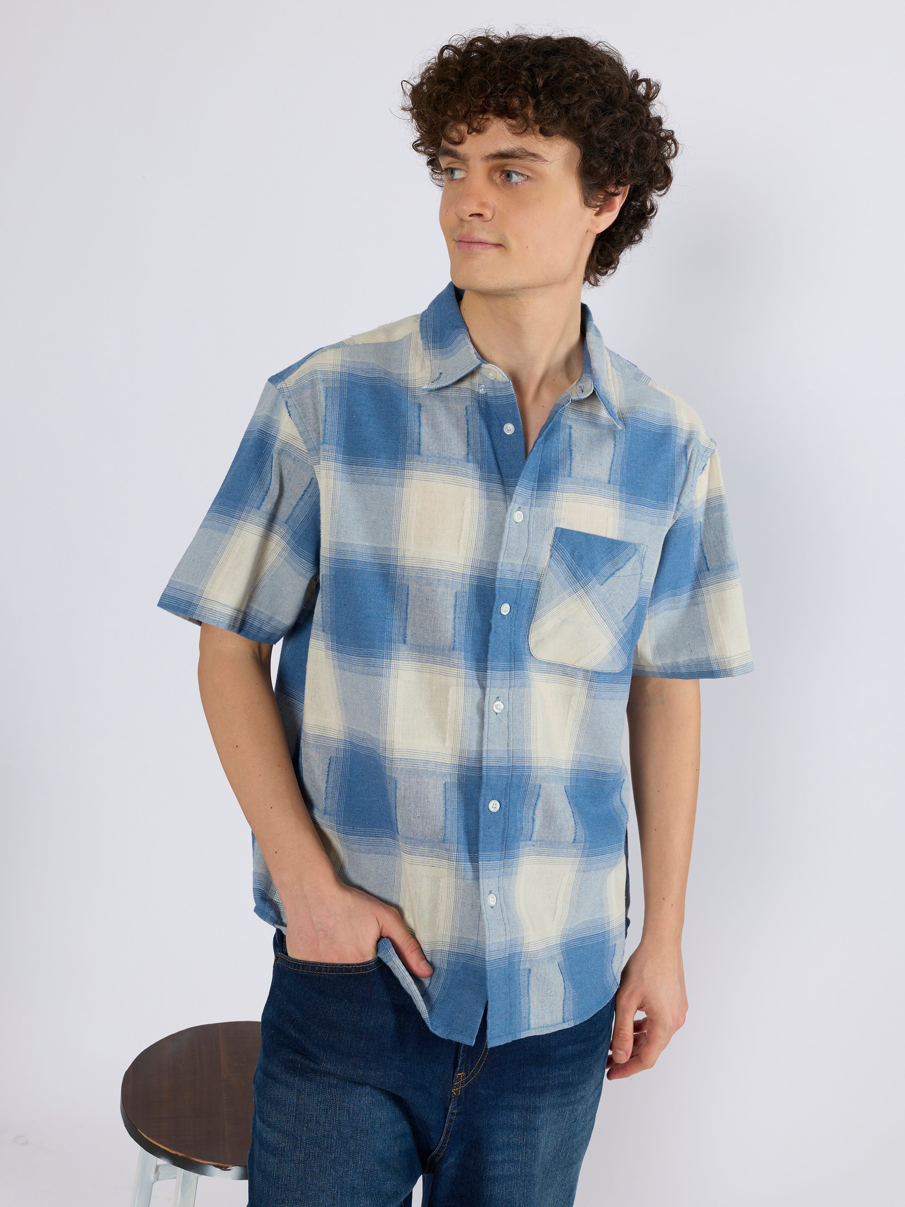 Orvar - Classic Fit Half Sleeve Shirt - Blue