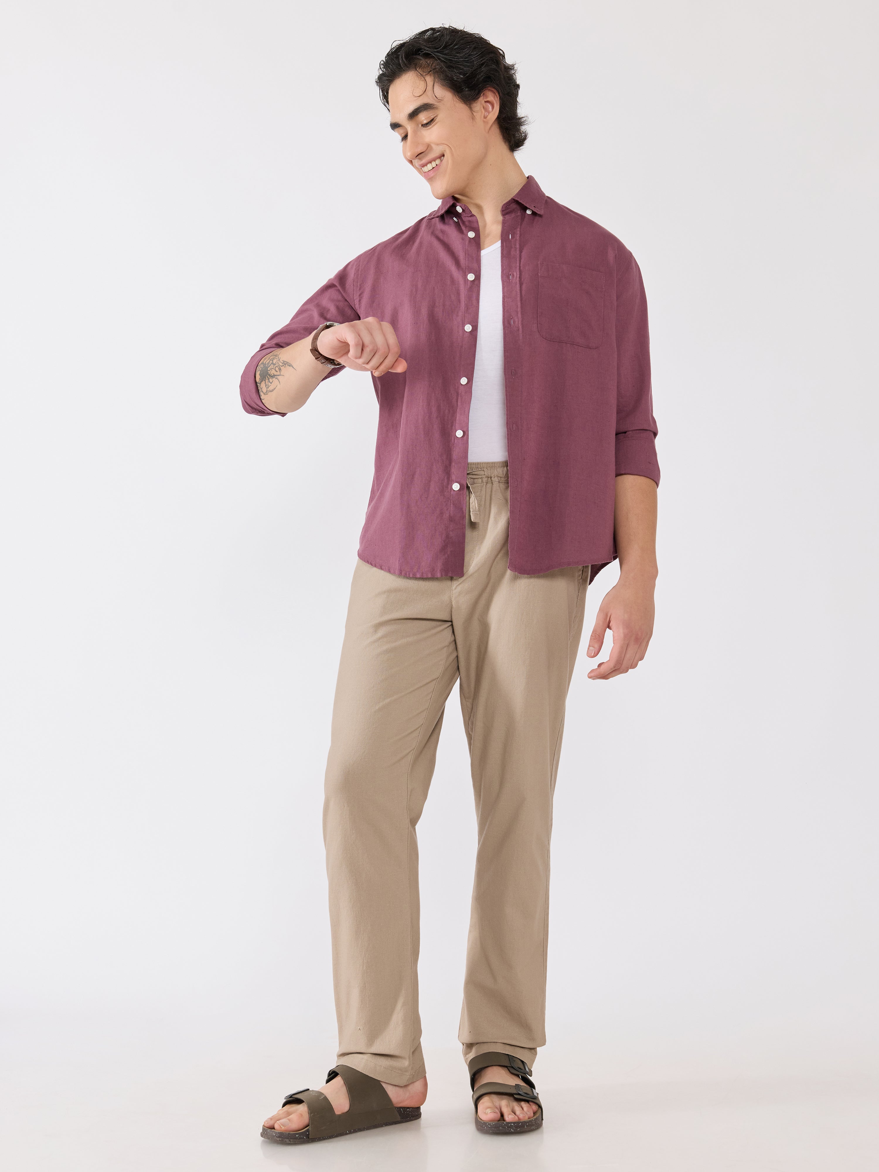 Taloko - Relaxed Linen Shirt - Mauve