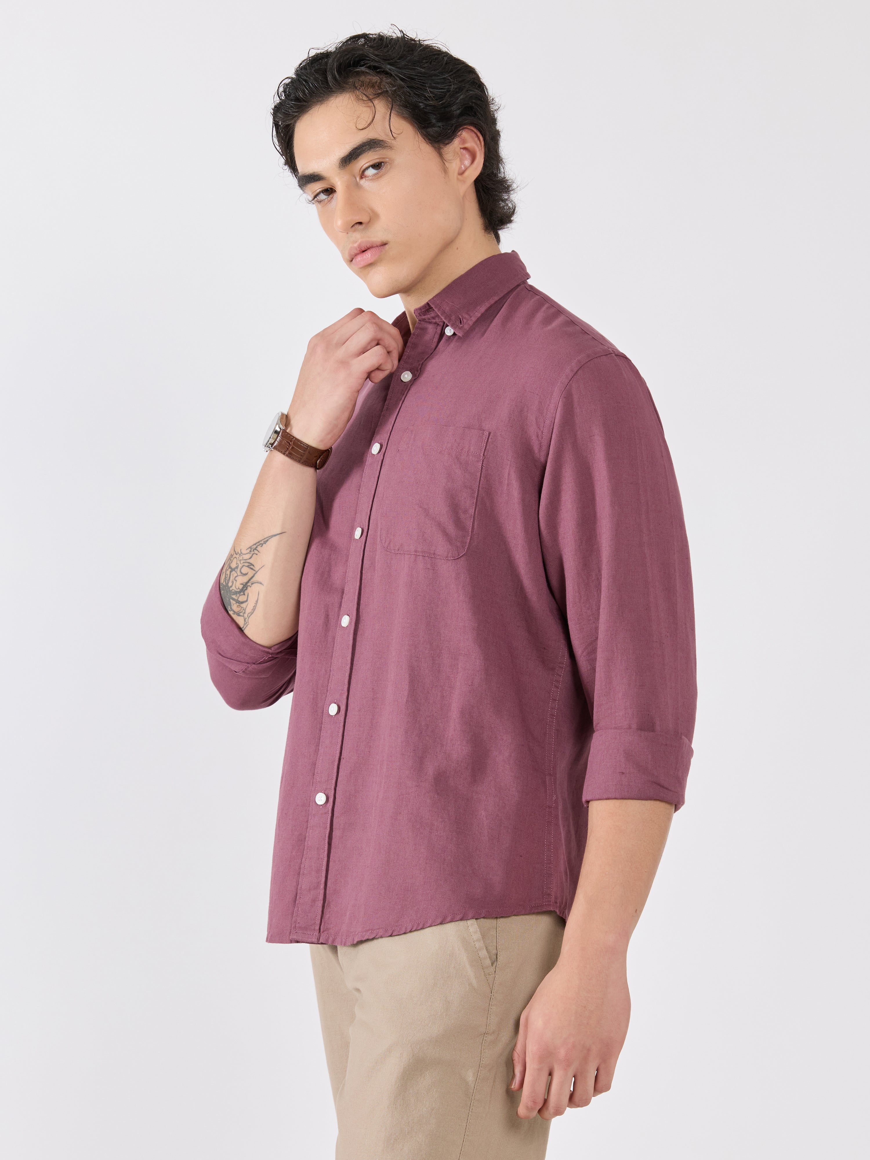 Taloko - Relaxed Linen Shirt - Mauve
