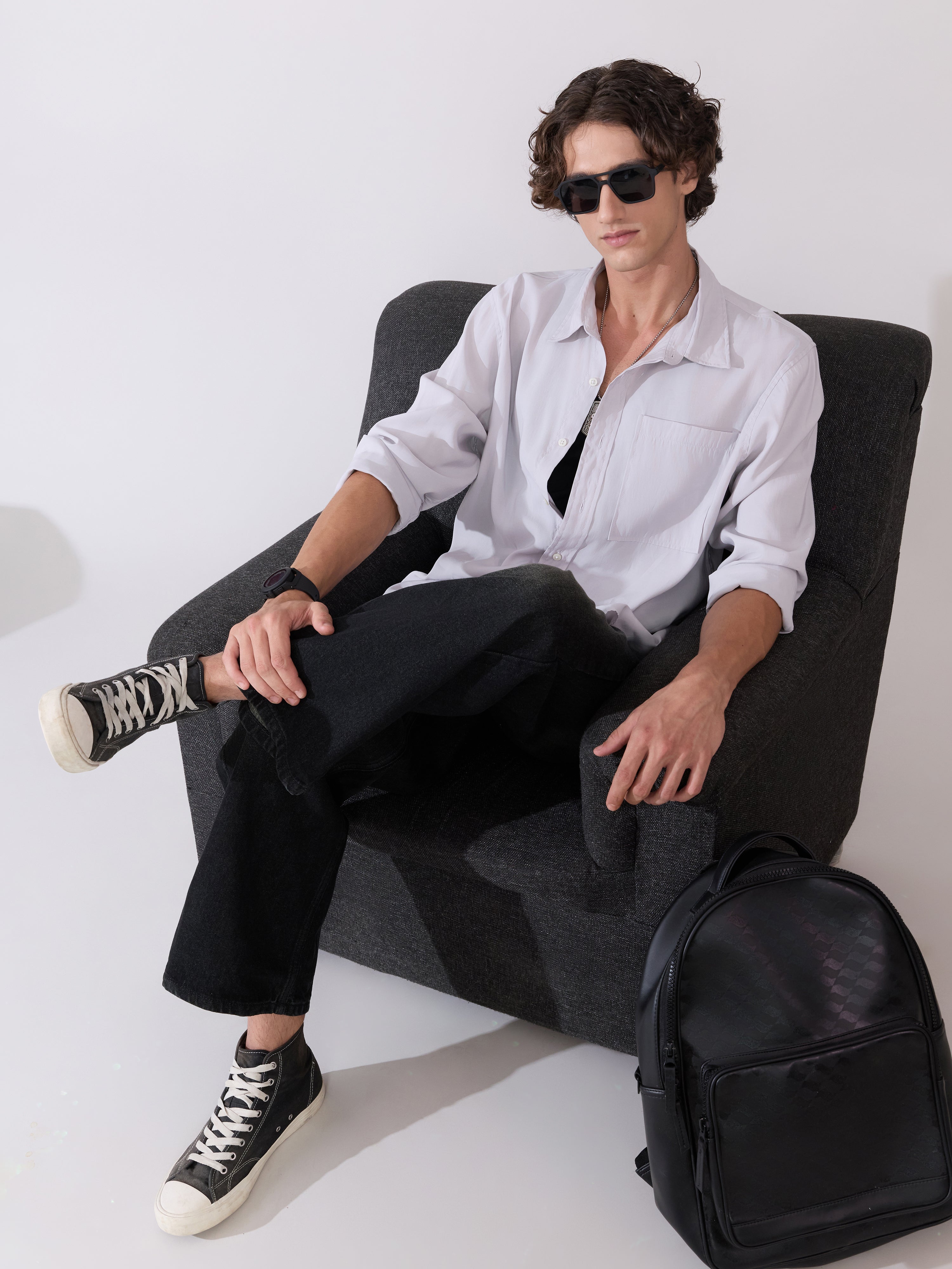 Auzo - Regular Plain Shirt - Nimbus Cloud