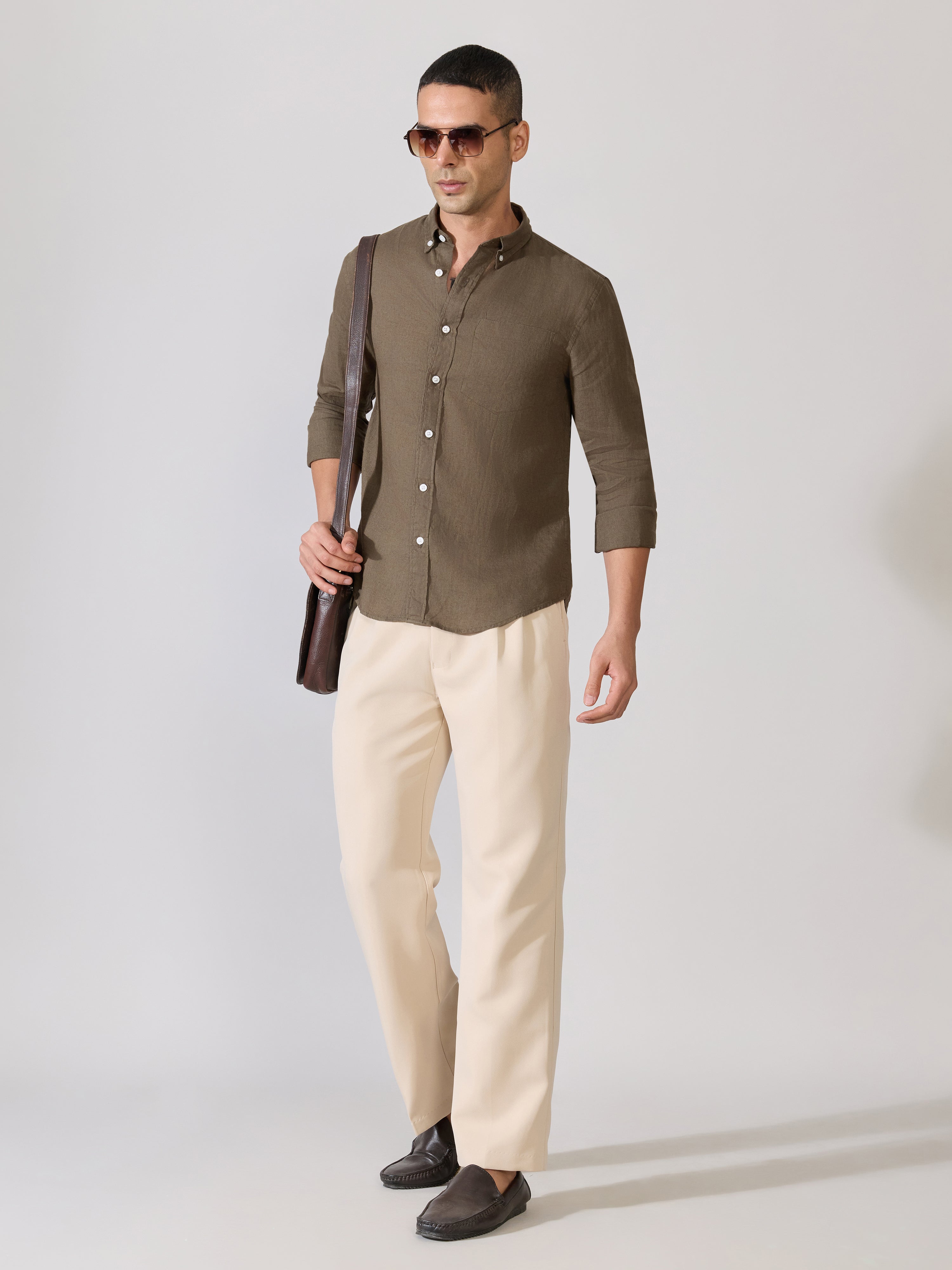Erta - Relaxed Linen Shirt - Earth Brown