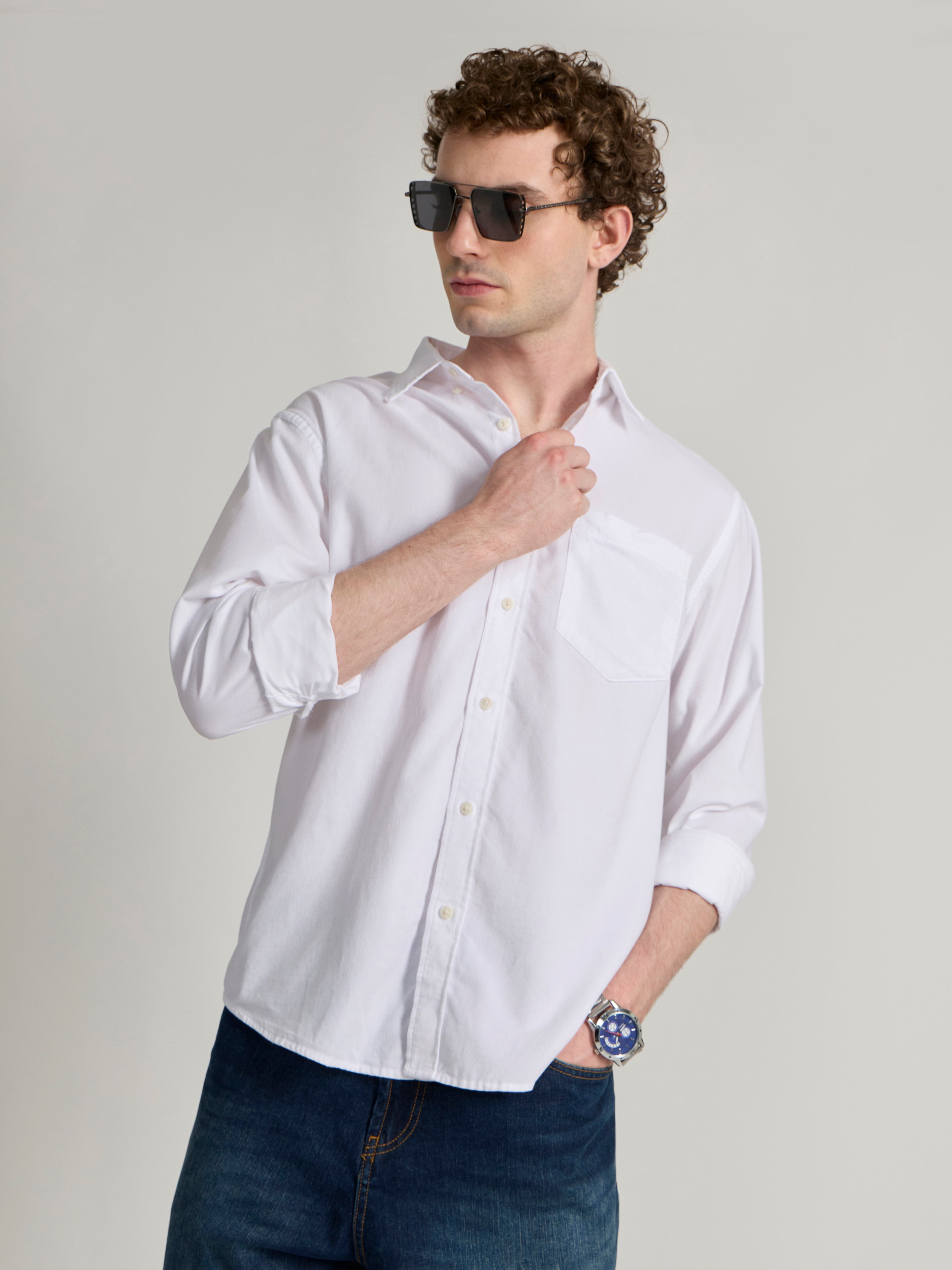 Zorin - Relaxed Corduroy Shirt - White