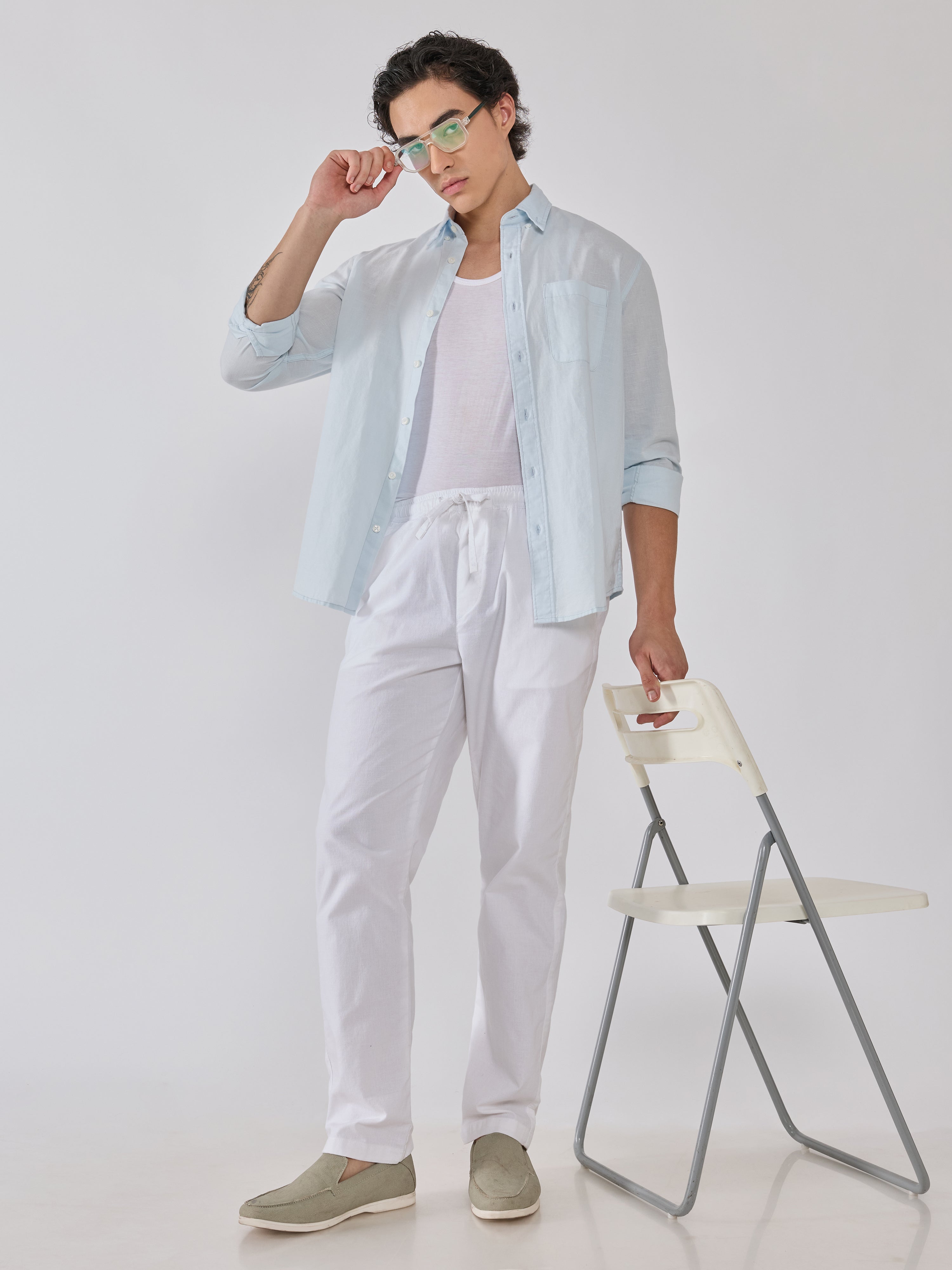 Taloko - Relaxed Linen Shirt - Light Blue