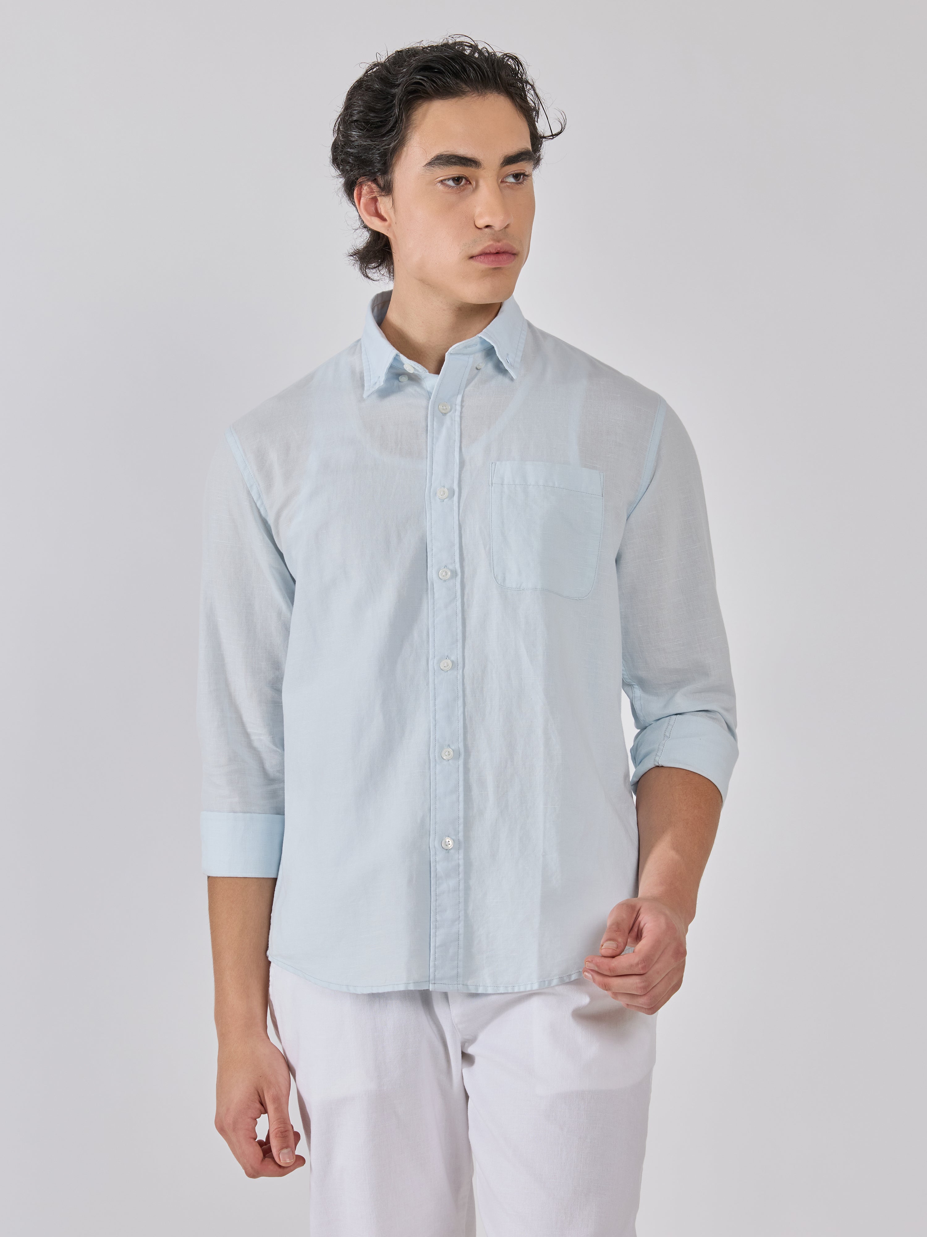 Taloko - Relaxed Linen Shirt - Light Blue