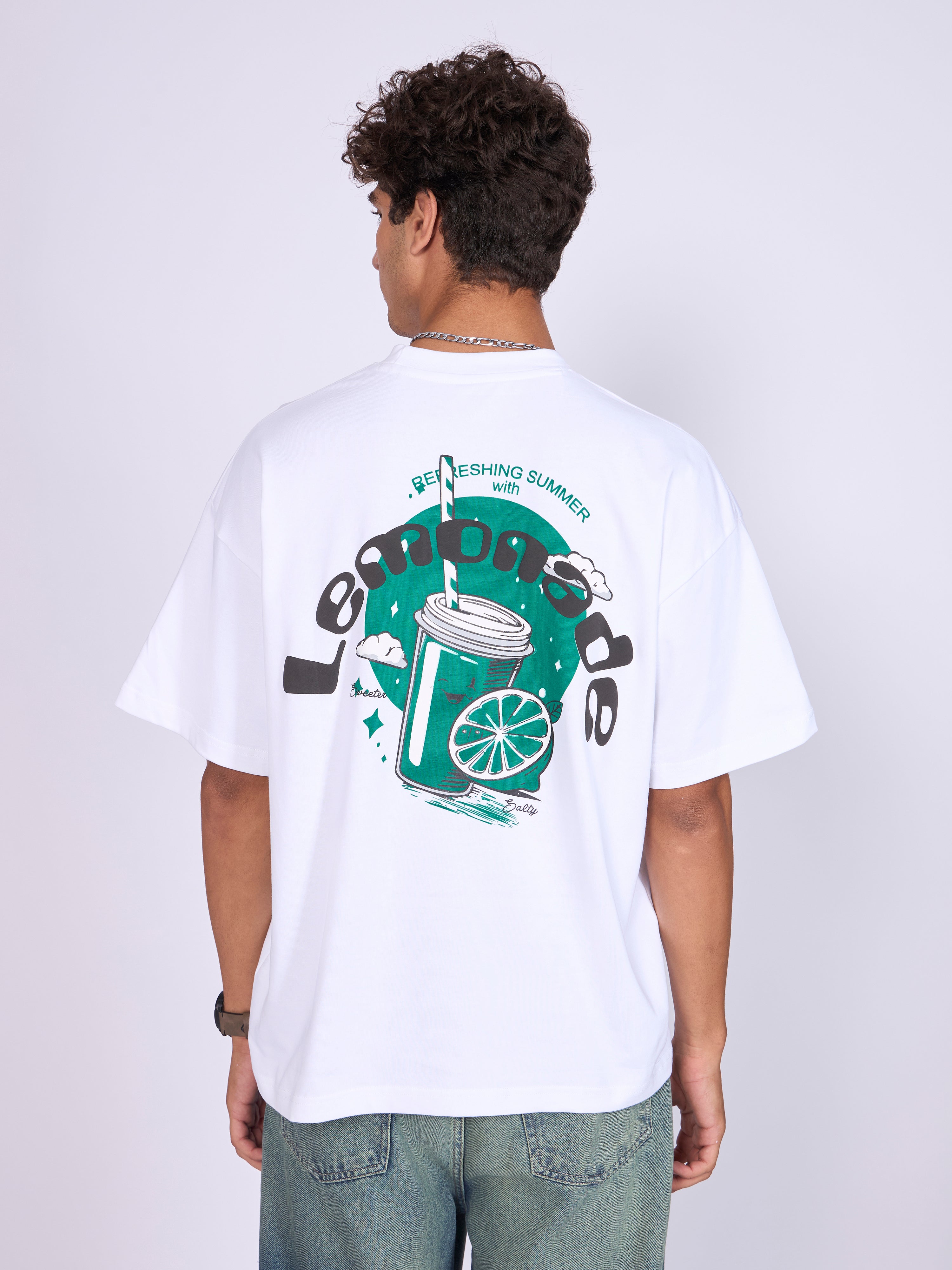 Everston - Lemonade Printed Baggy T-Shirt - White