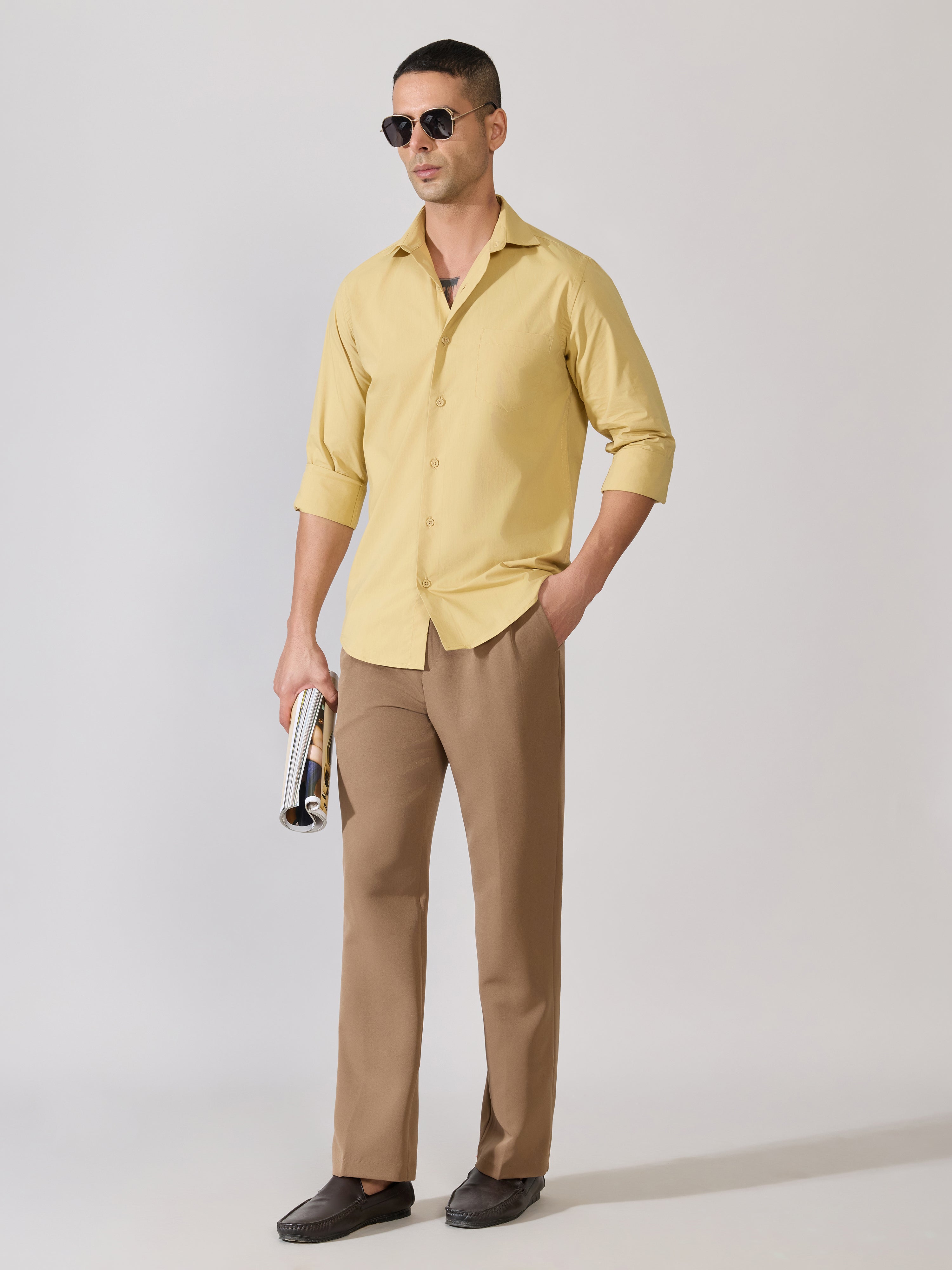 Valerius - Trim Fit Poplin Shirt - Yellow