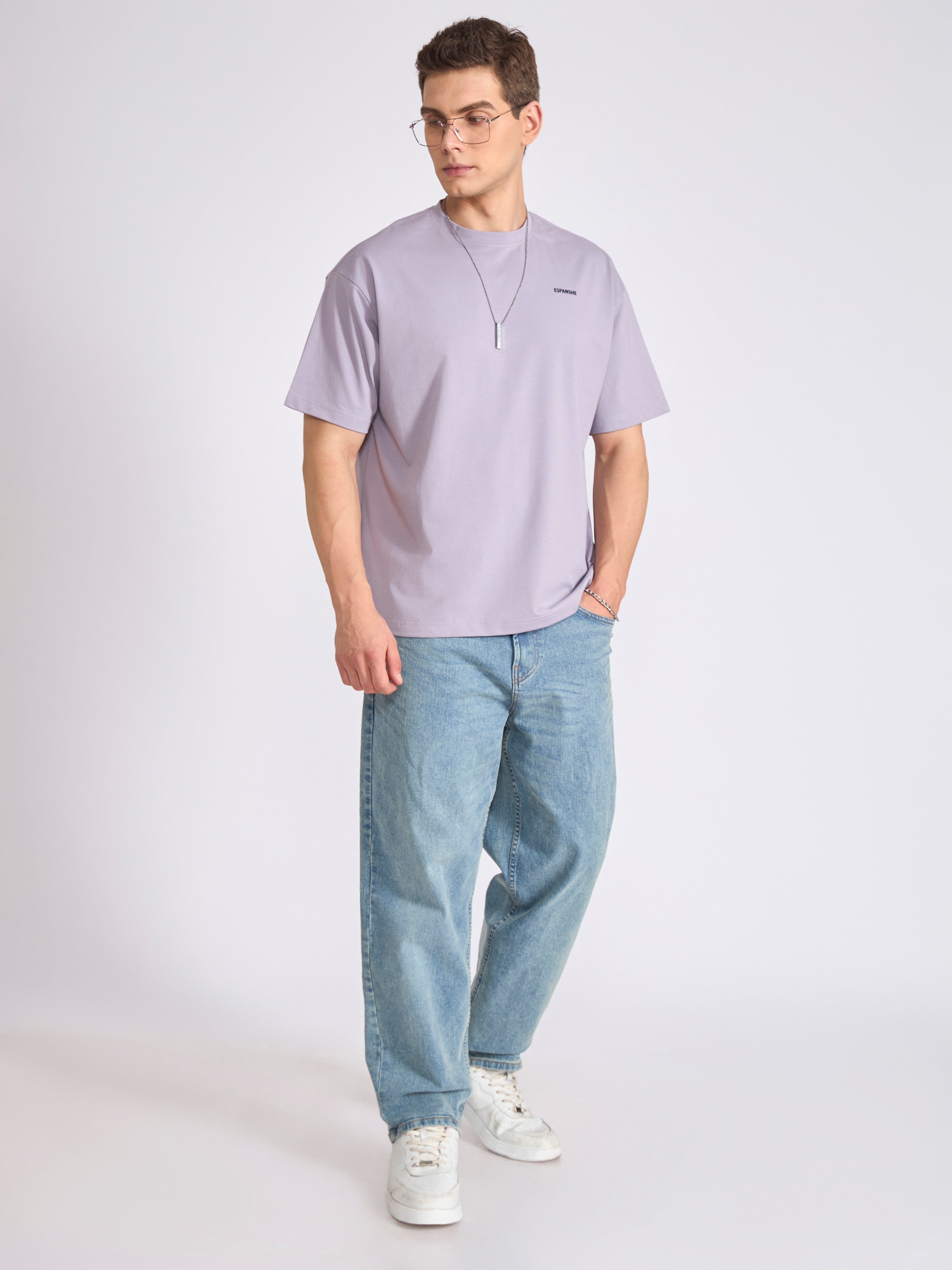 Tibald - Oversized Round neck T Shirt  - Galatic Lilac