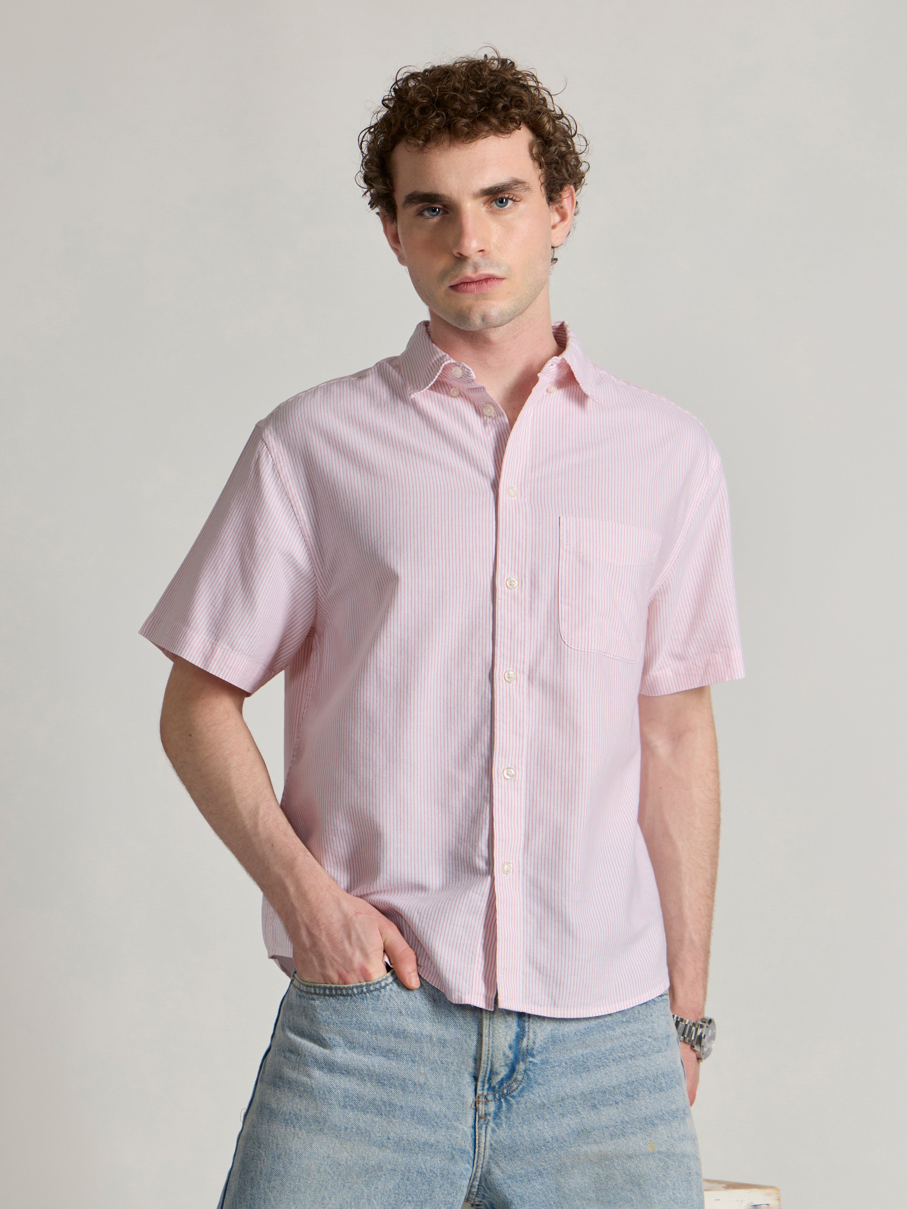 Oran - Striped Shirt - Light Pink