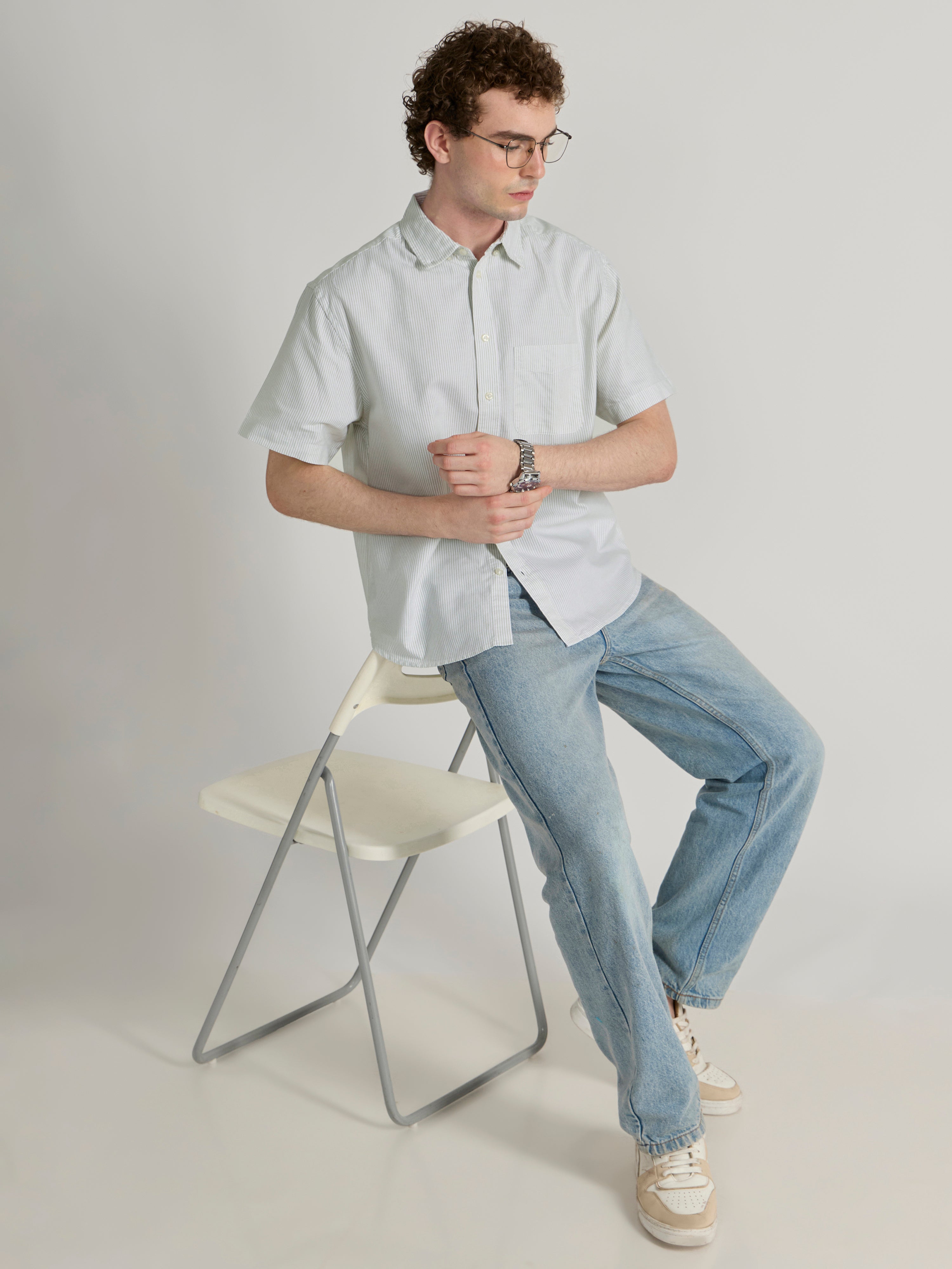 Oran - Striped Shirt - Light Green