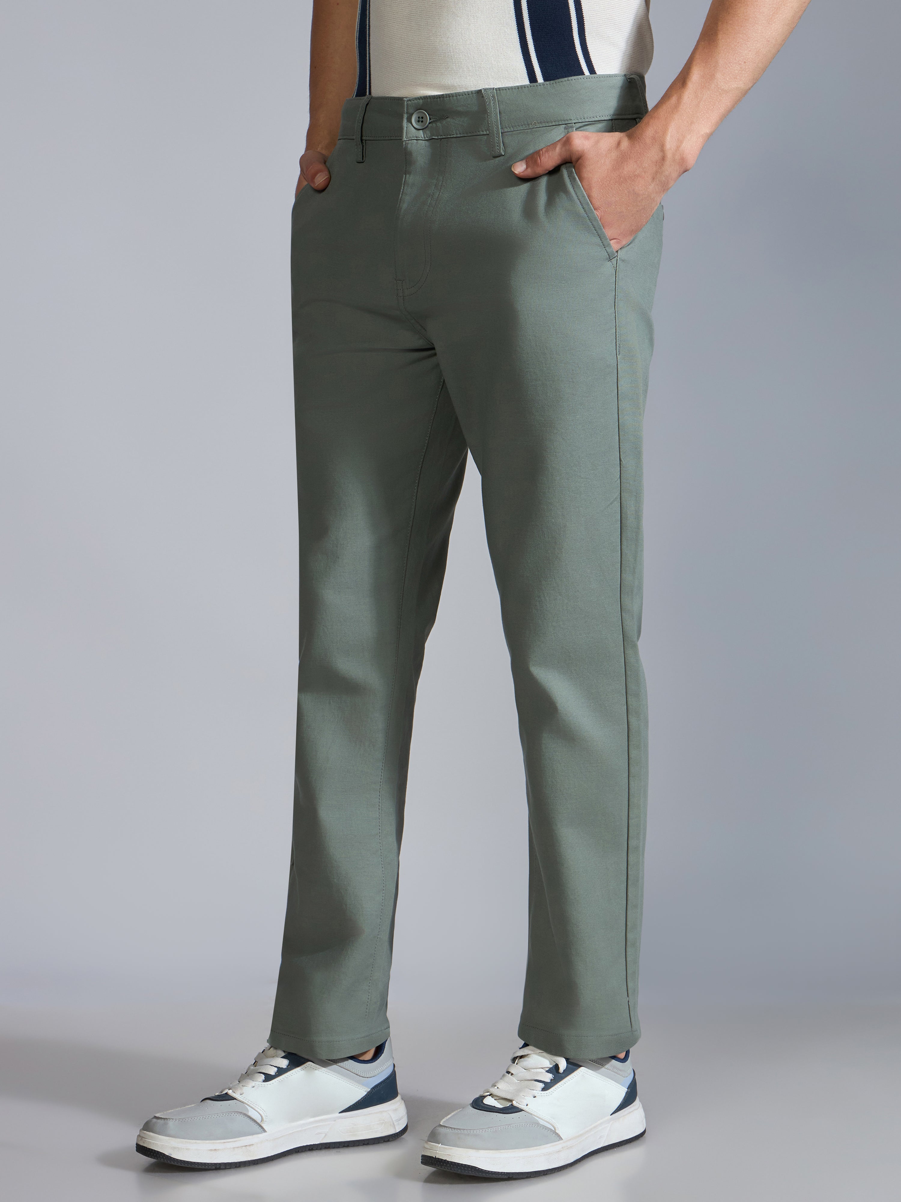 Orren - Slim Fit Cotton Pant - Shale Green