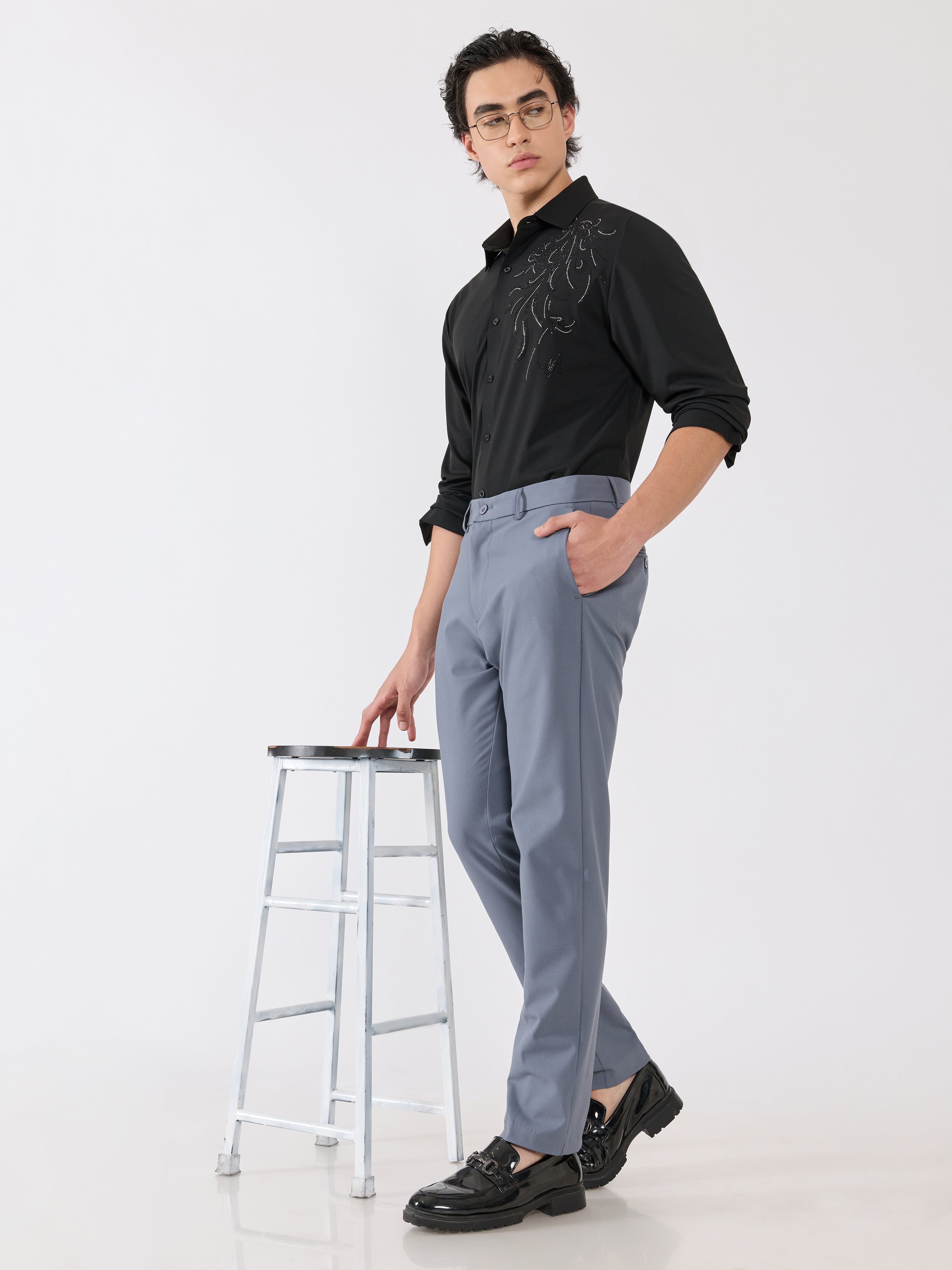 Alista - Slim Fit Formal Pant - Light Grey