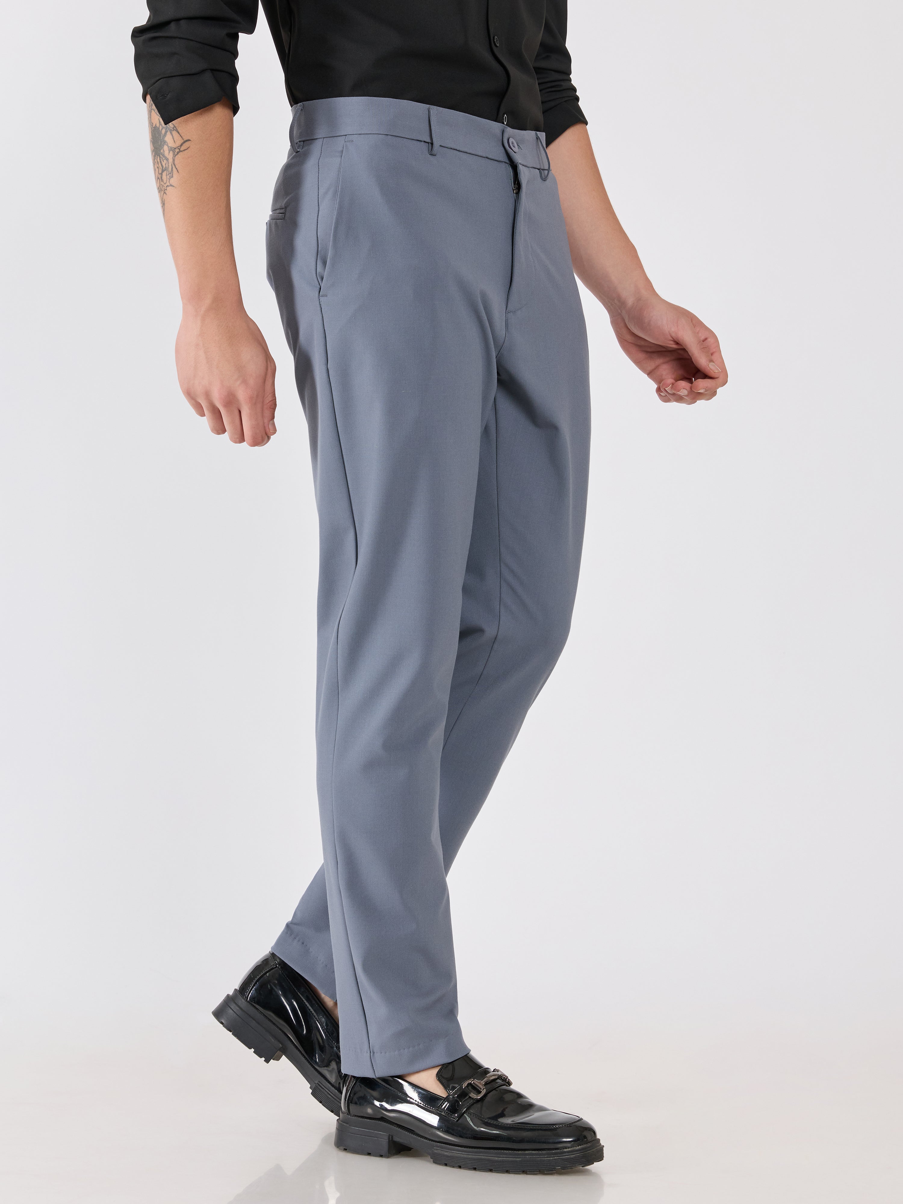 Alista - Slim Fit Formal Pant - Light Grey
