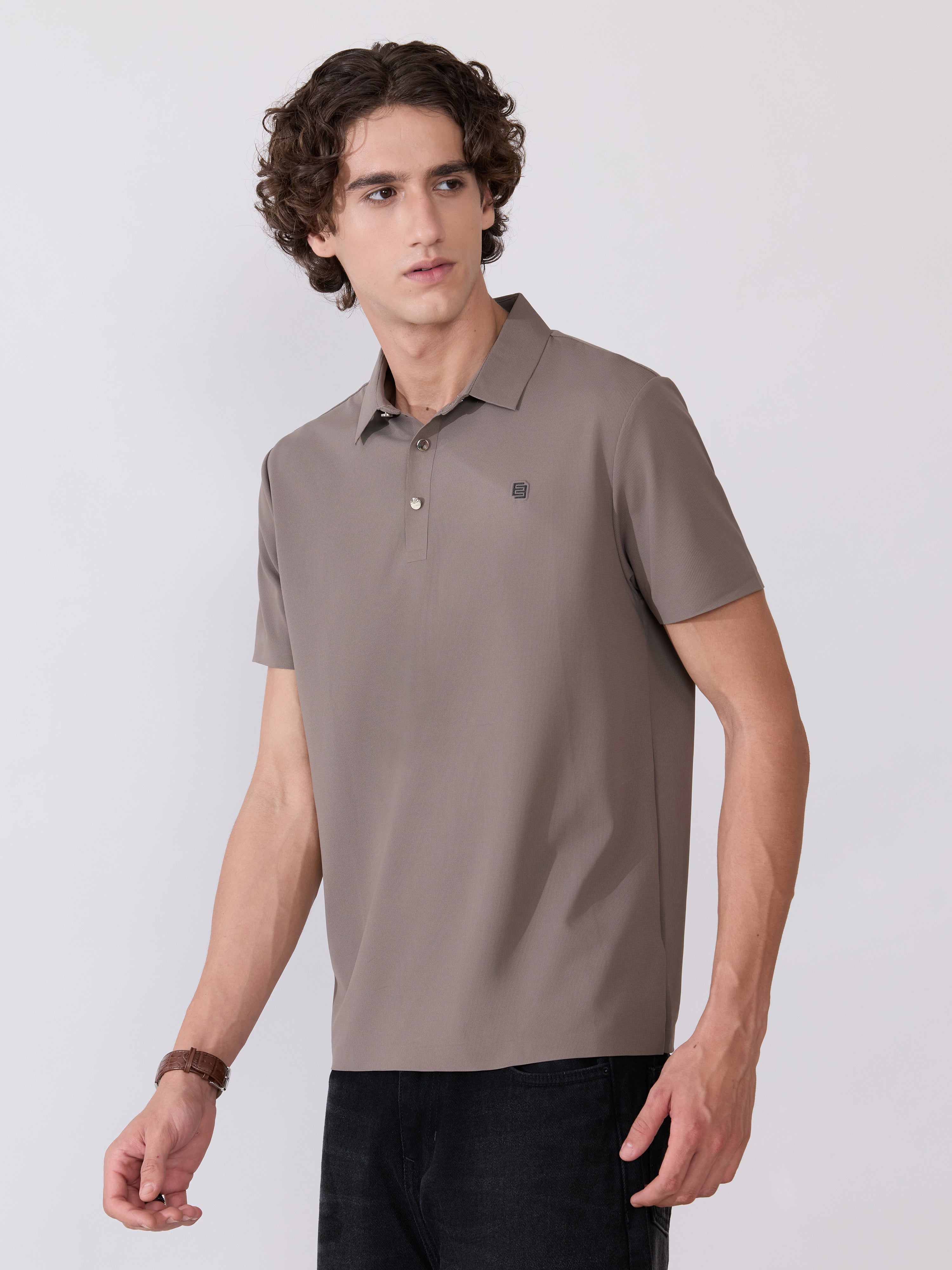 Zoltan - Regular Fit Polo T-Shirt - Stone Grey