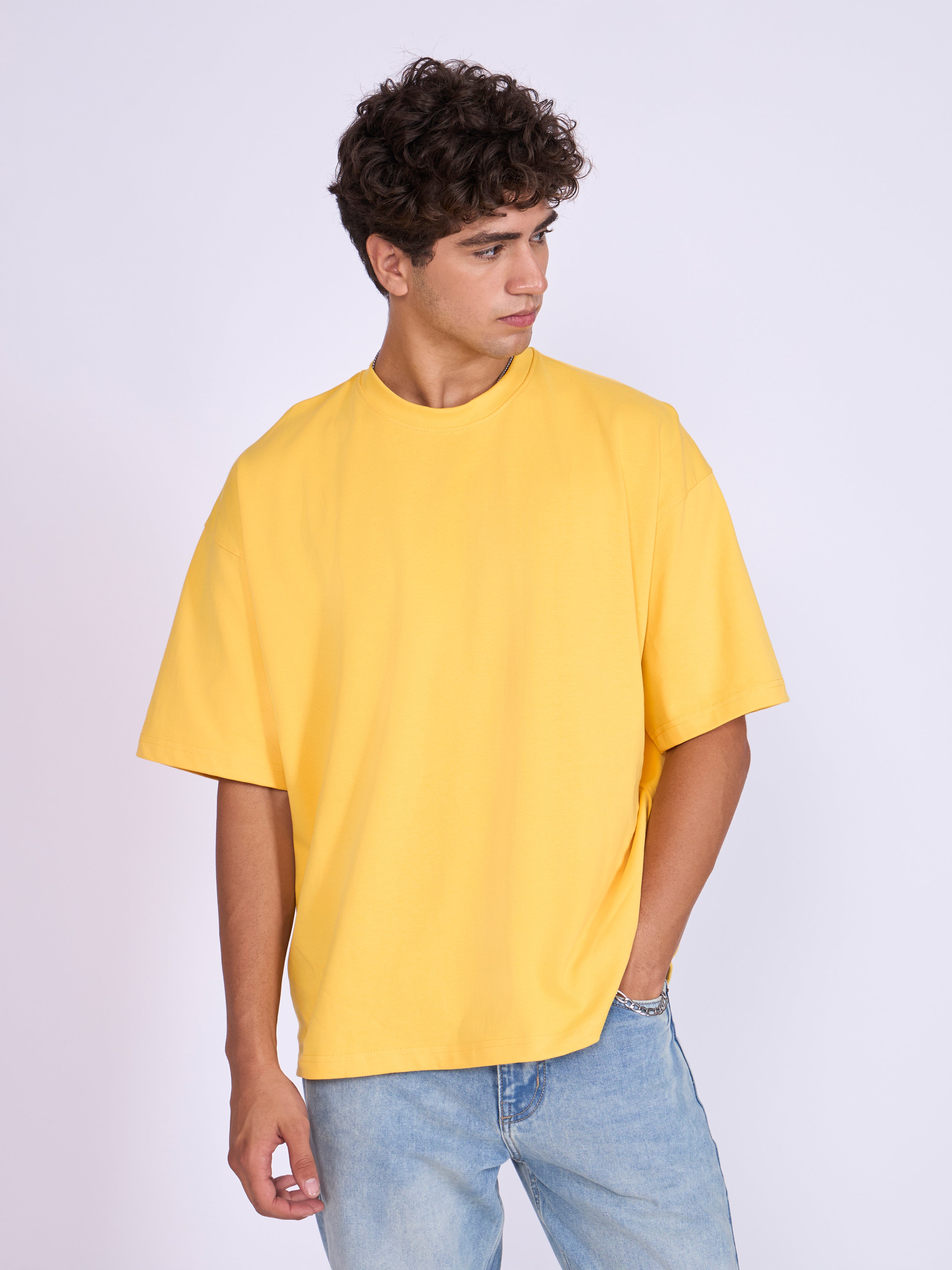 Ever - Baggy Plain T-Shirt - Yellow