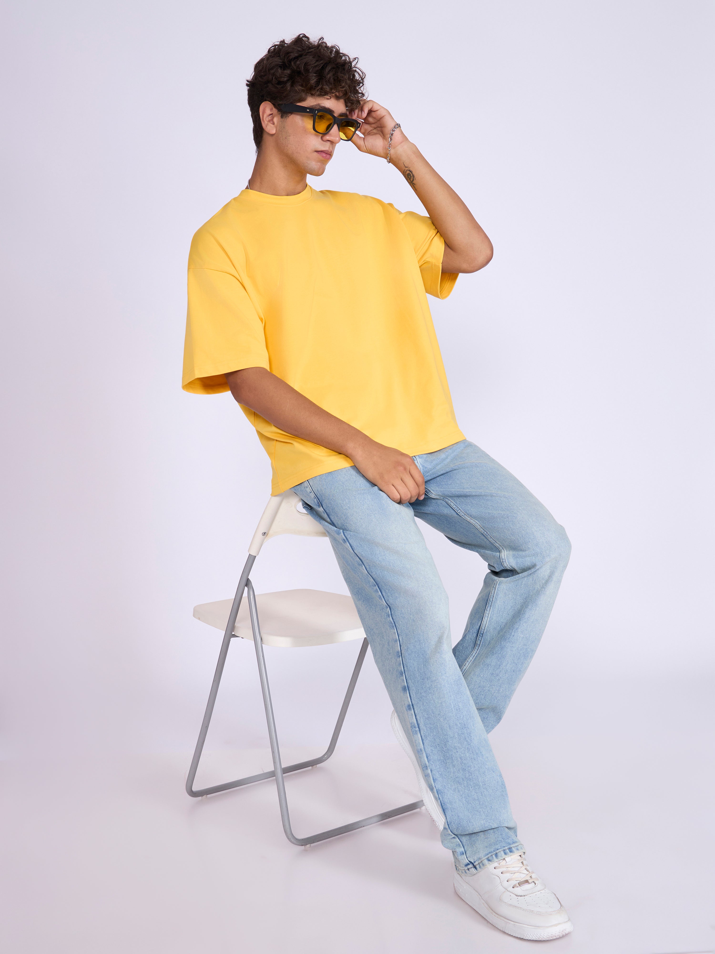 Ever - Baggy Plain T-Shirt - Yellow