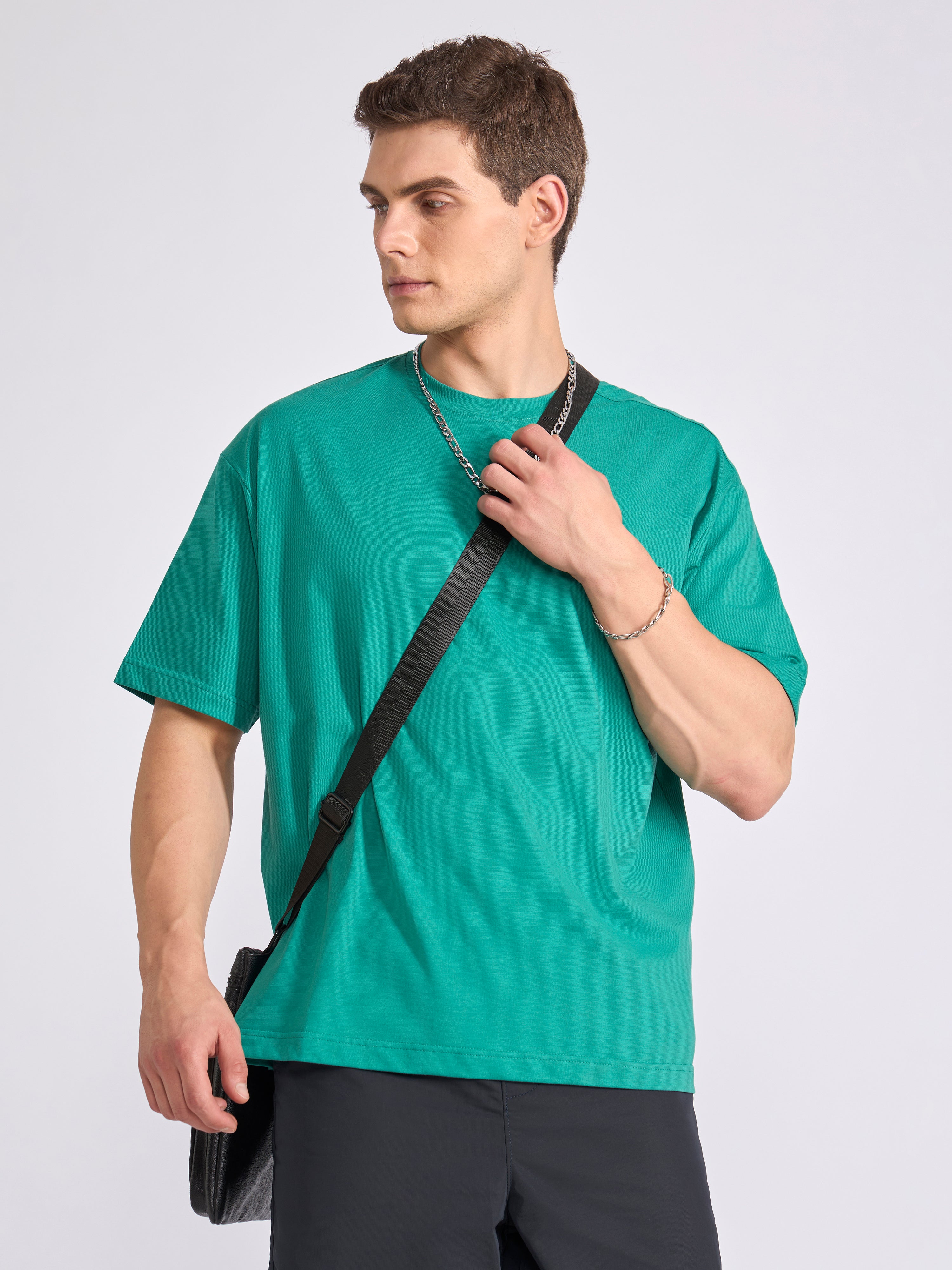 Tibald - Oversized Round neck T Shirt  - Green