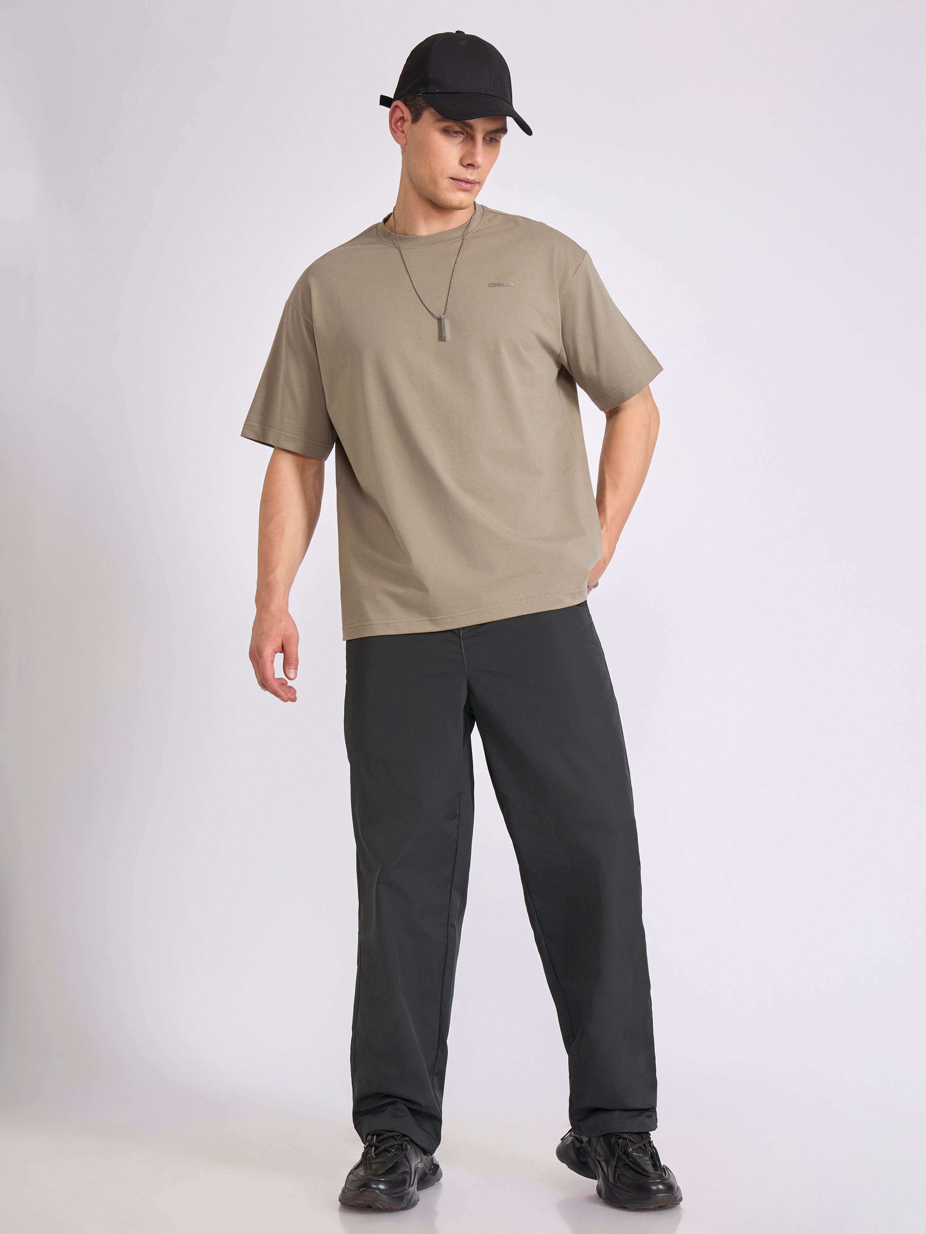 Tibald - Oversized Round neck T Shirt  - Sage Green