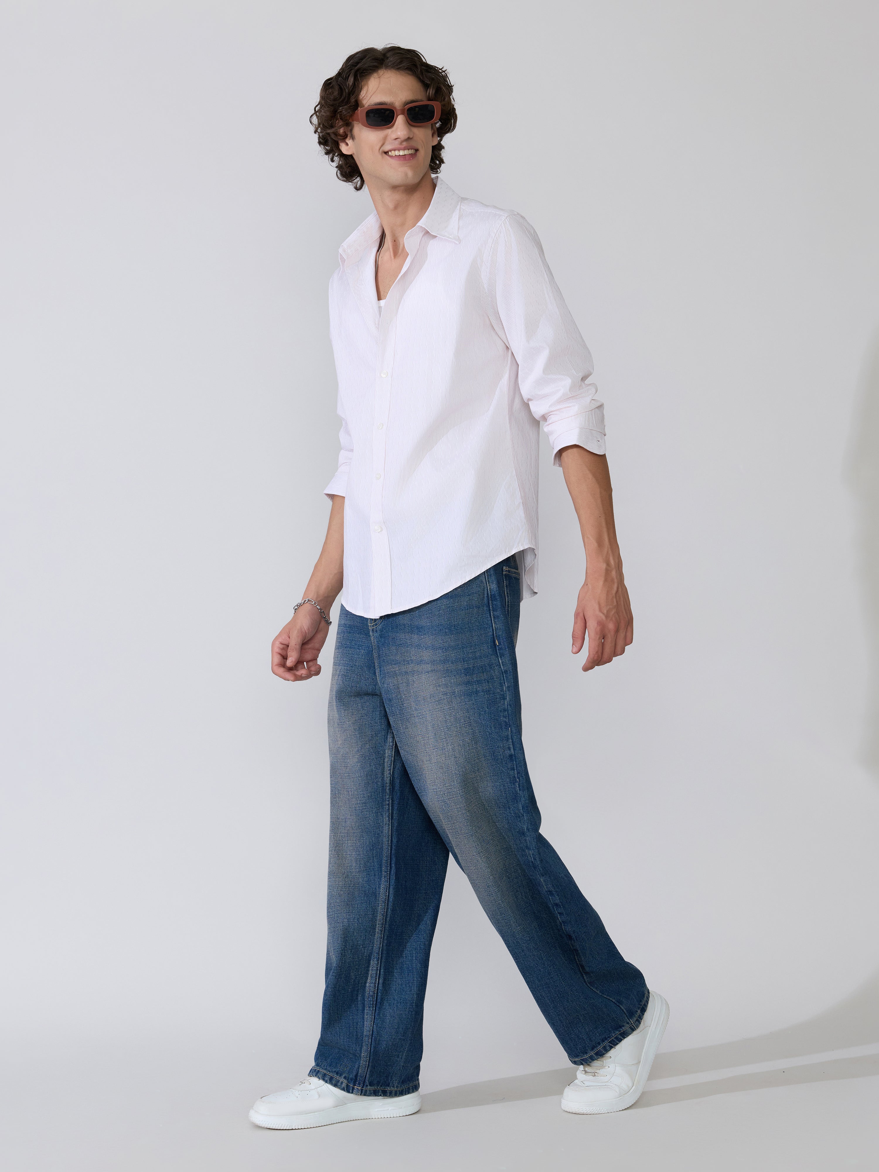 Erzela - Smart Fit Striped Shirt - Peach